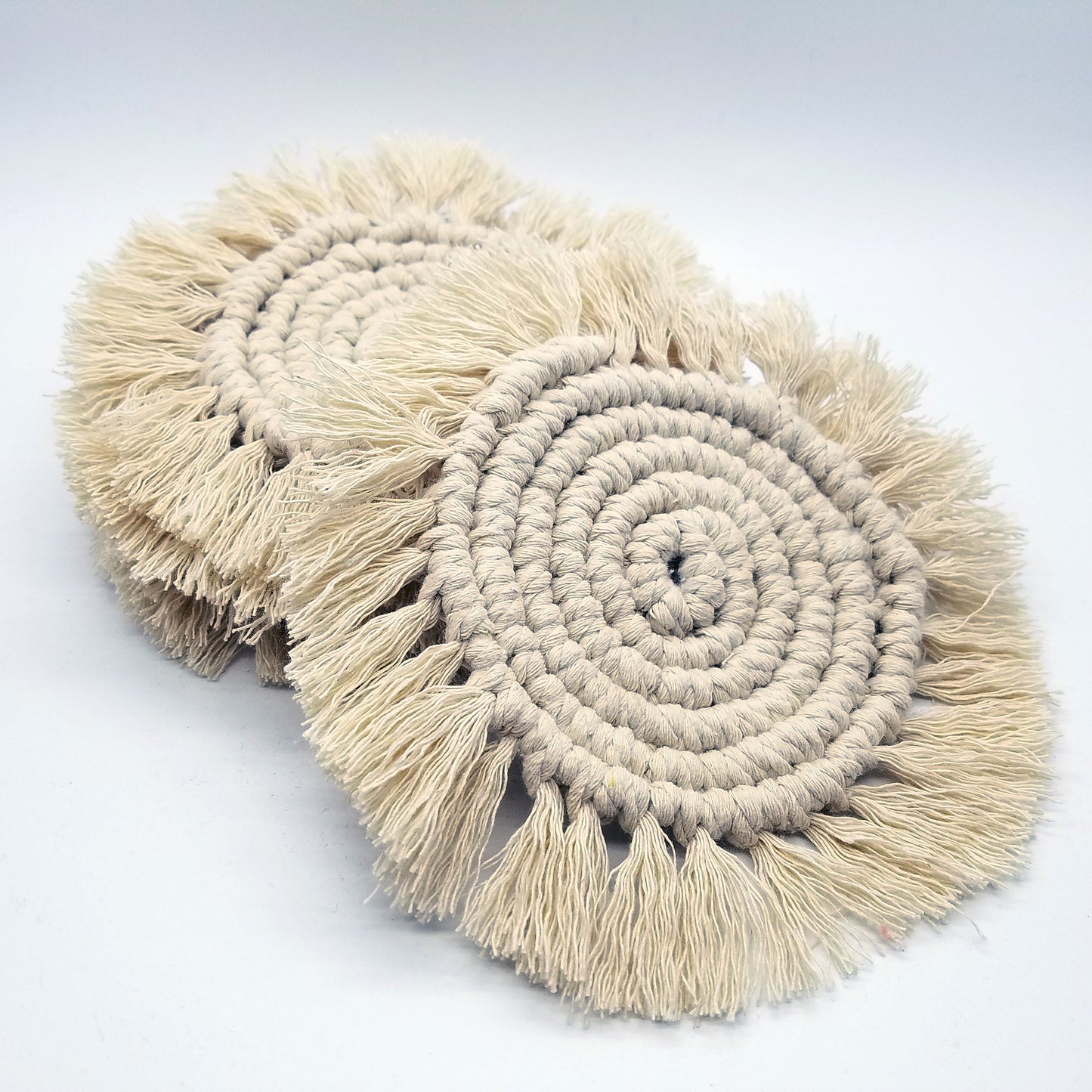 Forget Me Knots Round Macrame Coasters (Set of 2 or 4) image 2