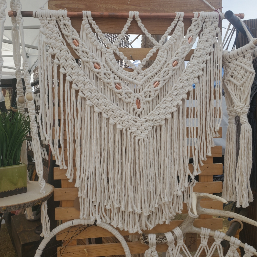 Criss-Cross Copper Wall Hanging-Macrame image 0