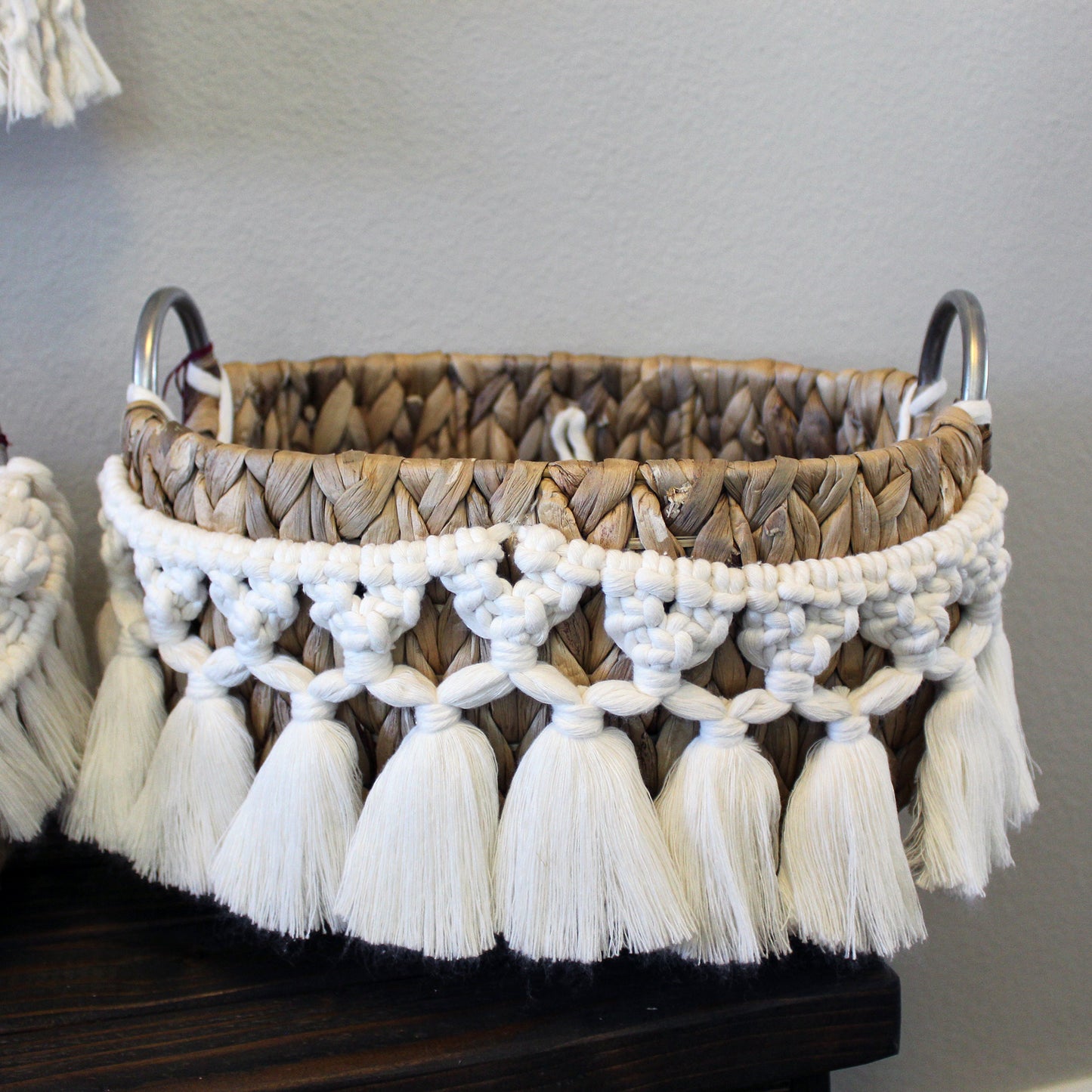 Forget Me Knots Macrame Oval Wicker Baskets image 6