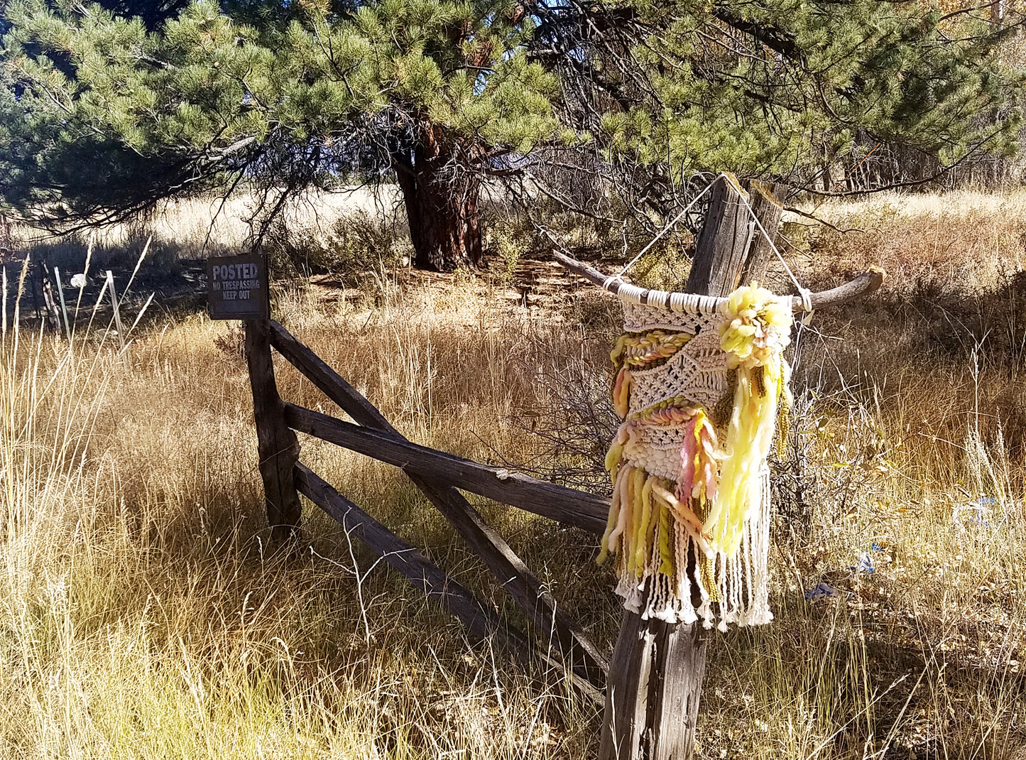 ONE-OF-A-KIND Large Green & Pink Macrame/Woven Beauty Wall Hanging image 7