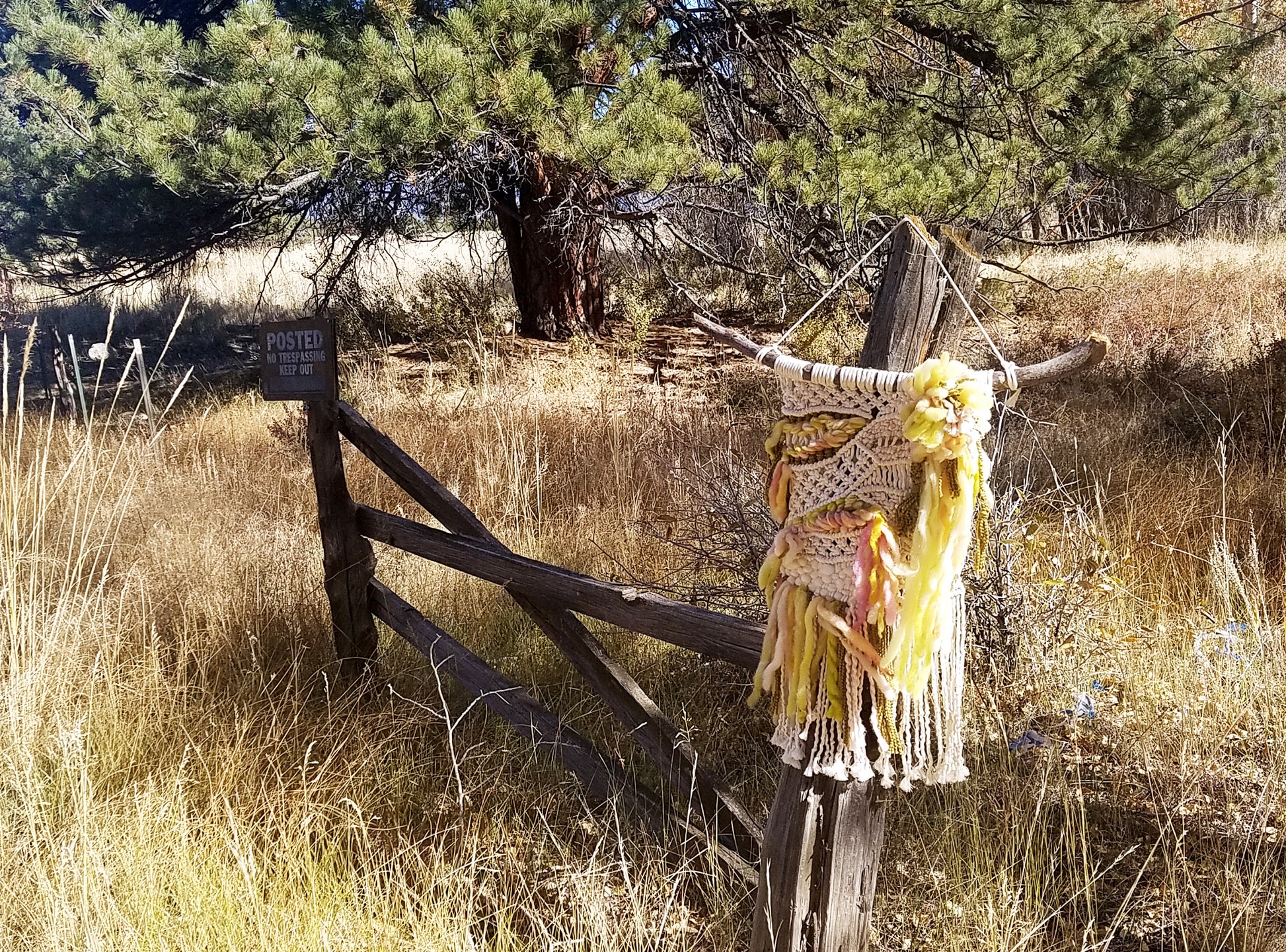 ONE-OF-A-KIND Large Green & Pink Macrame/Woven Beauty Wall Hanging image 7