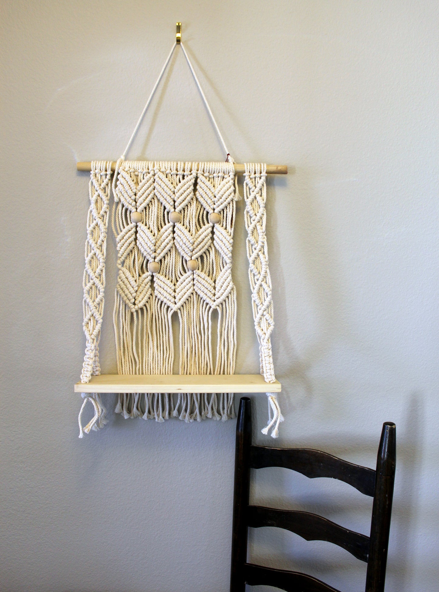 Forget Me Knots Macrame Chevron Hanging Shelf image 0