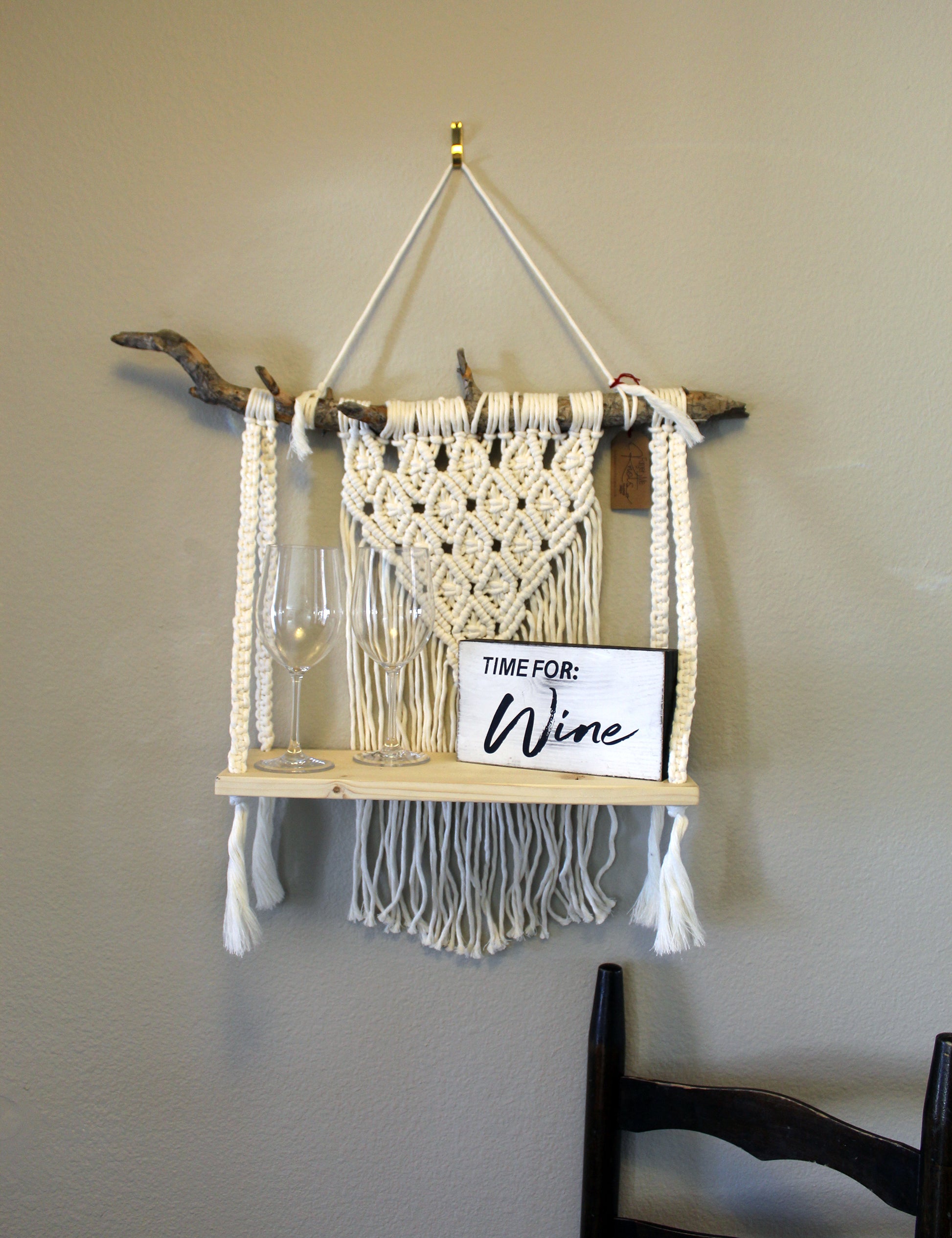 Forget Me Knots Macrame Diamond V Hanging Shelf image 1