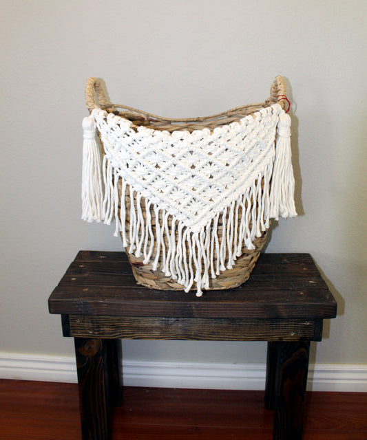 Forget Me Knots Macrame Diamond V Wicker Basket image 0
