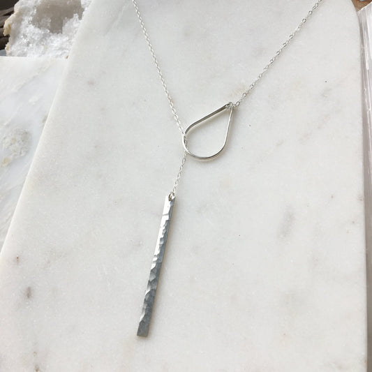 Hammered Teardrop Lariat Necklace Necklace image 0