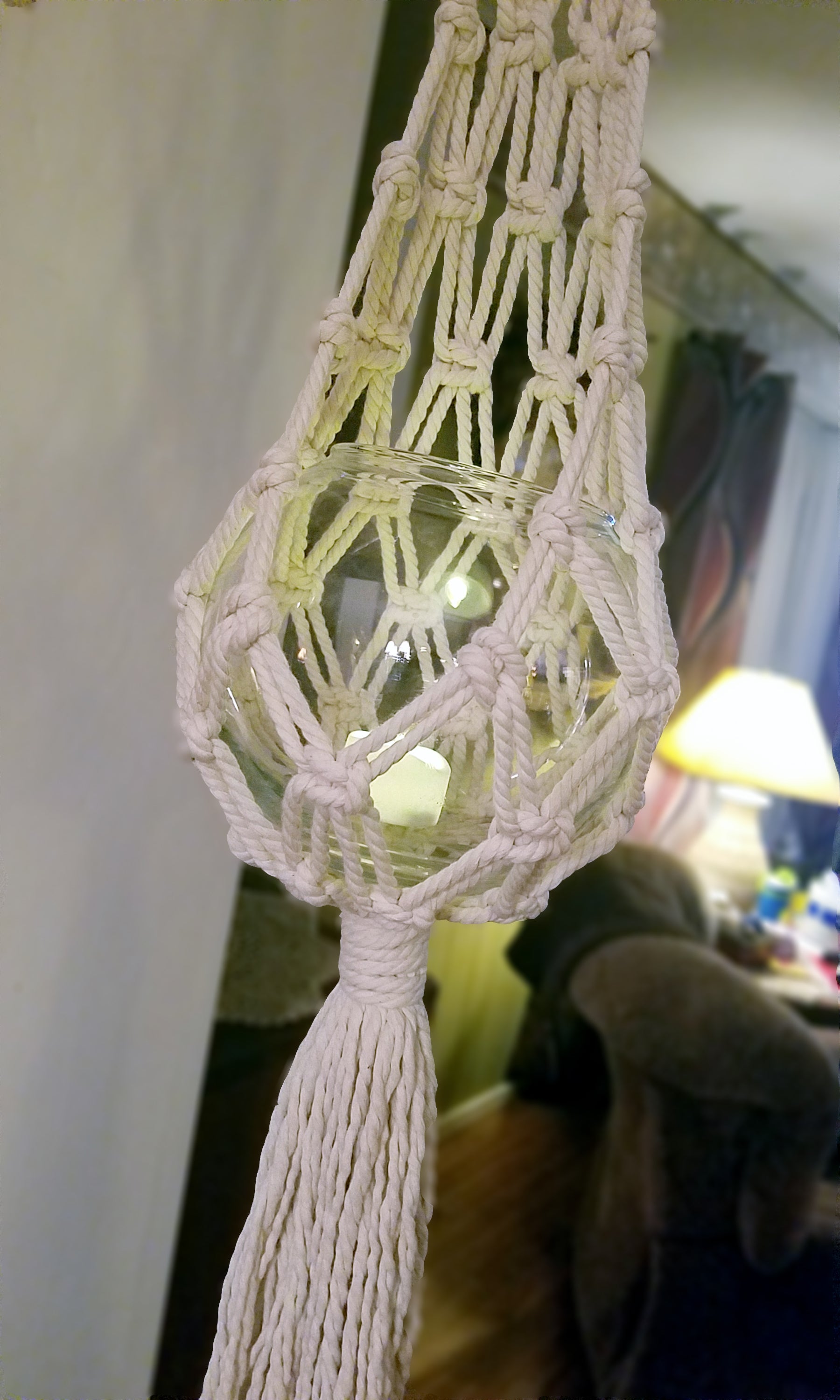 Forget Me Knots Macrame Globe Plant Hanger-3 sizes image 2