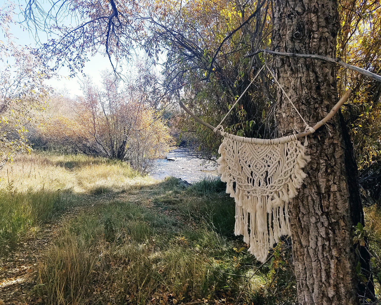 Medium Bohemian Macrame Ivory Wall Hanging image 2