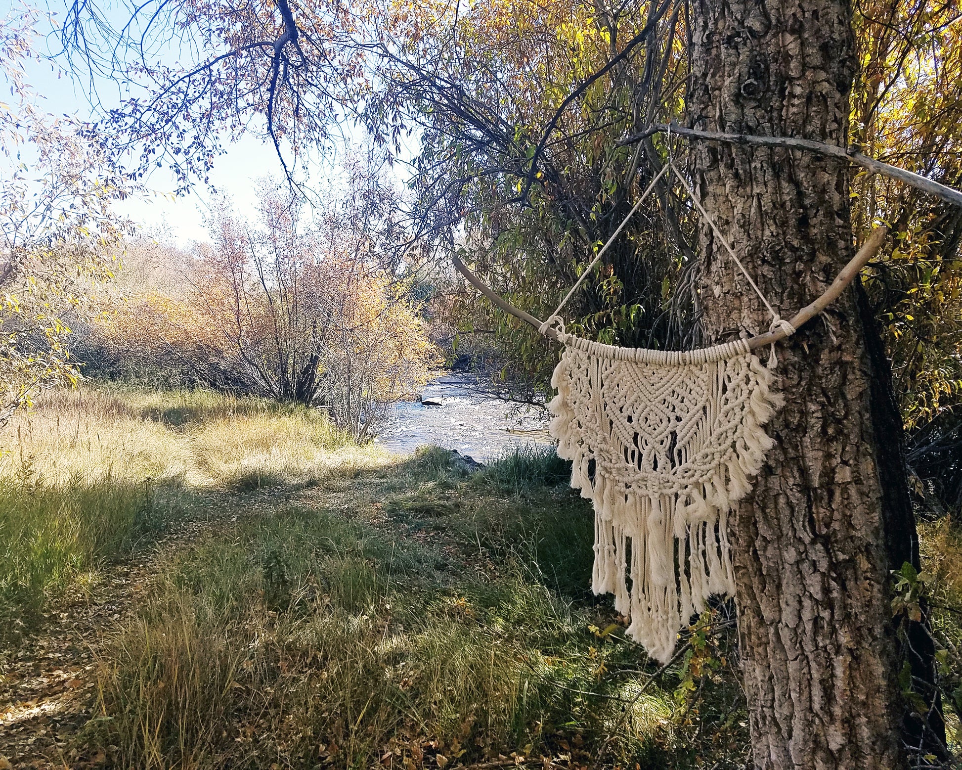 Medium Bohemian Macrame Ivory Wall Hanging image 2