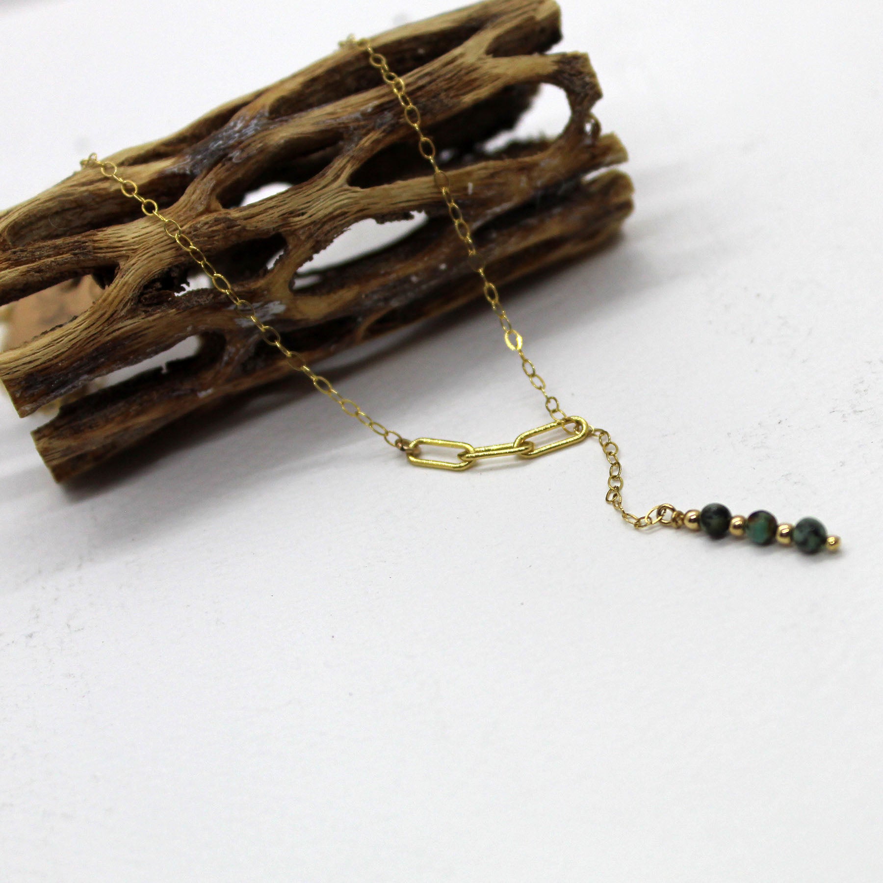 African Turquoise Fixed Lariat Necklace image 5