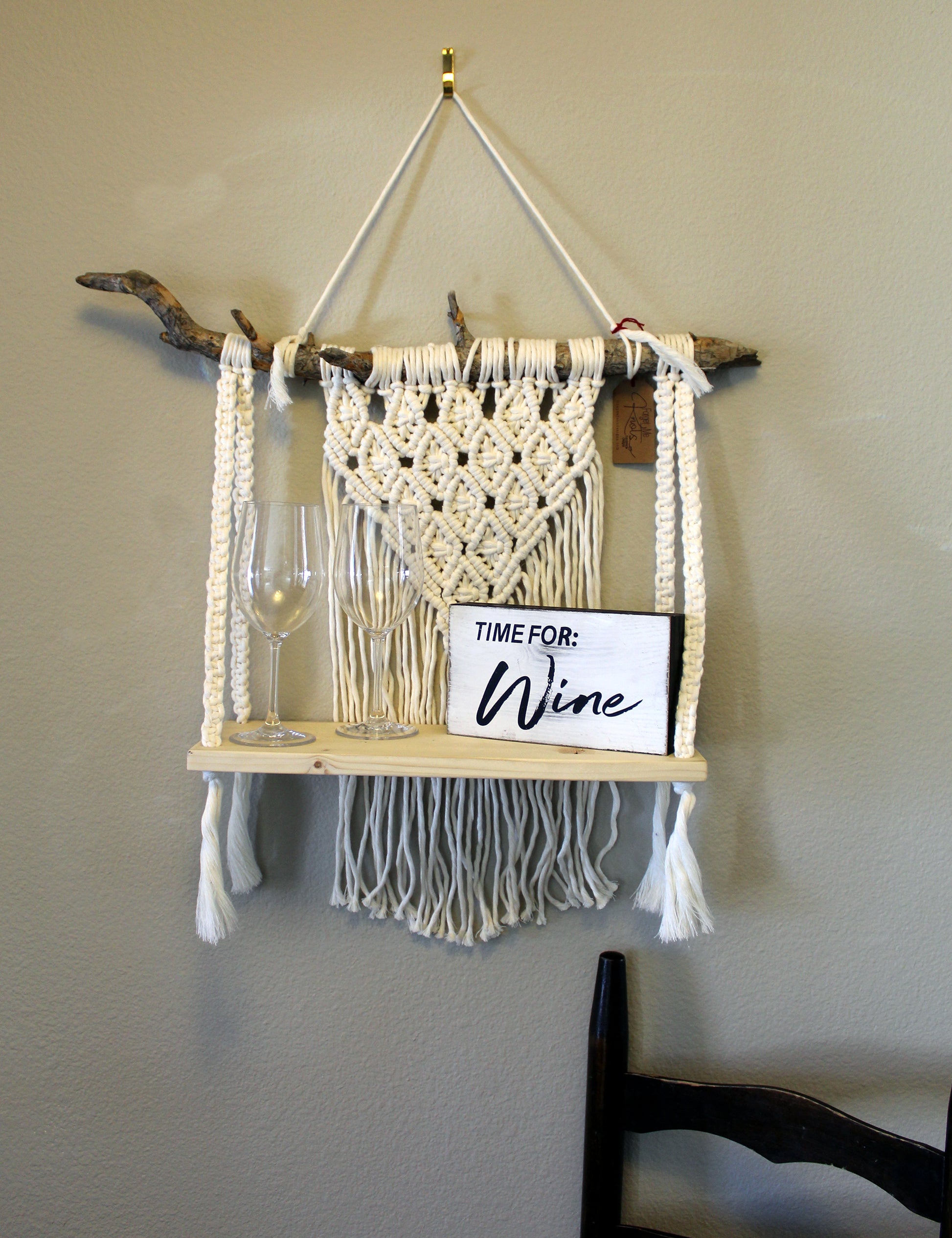 Forget Me Knots Macrame Diamond V Hanging Shelf image 0