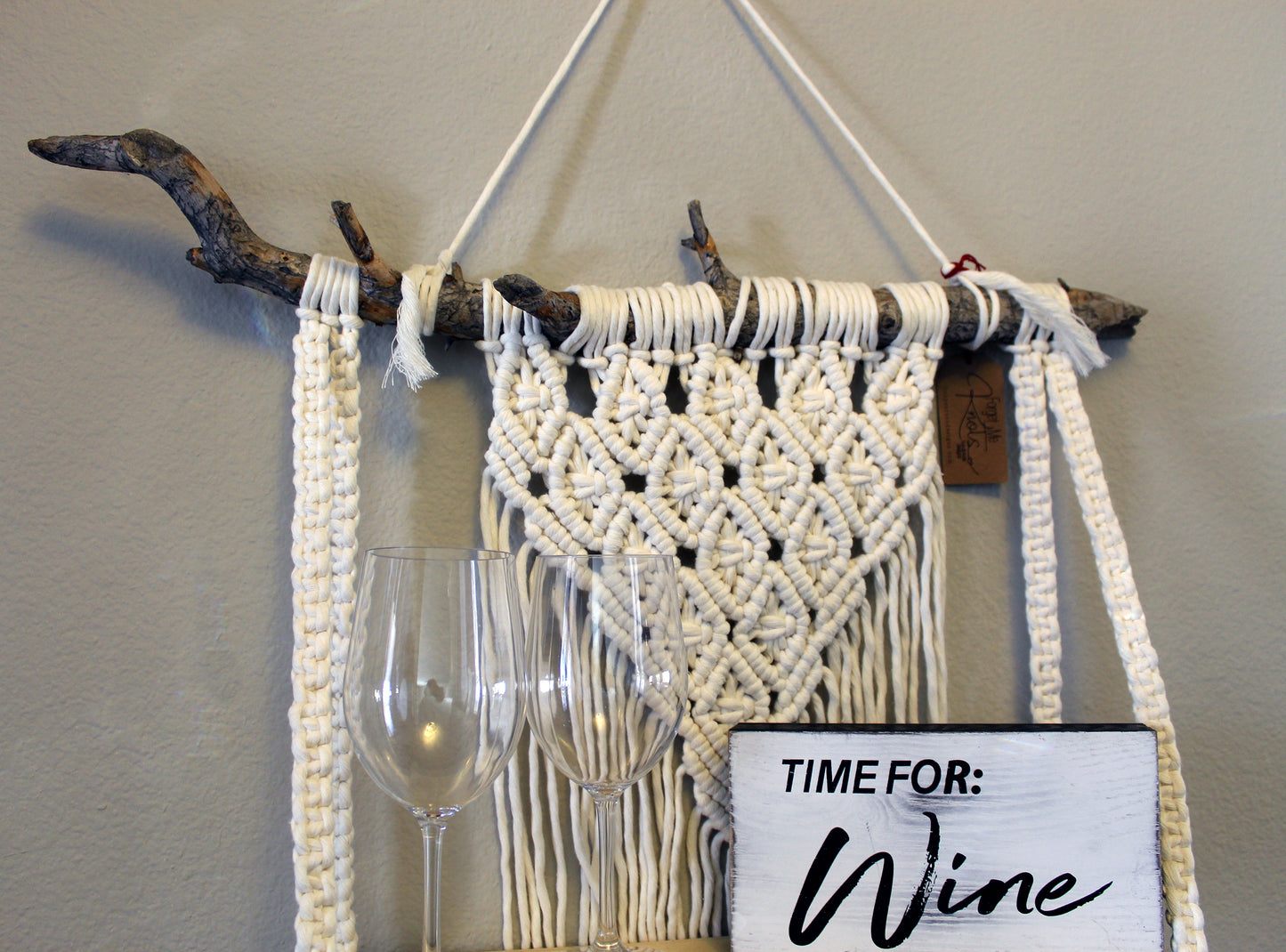 Forget Me Knots Macrame Diamond V Hanging Shelf image 3