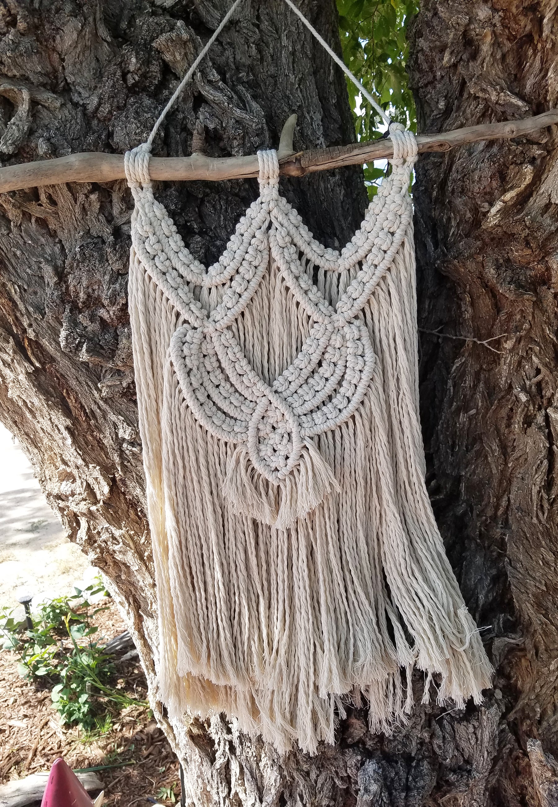 Large Bohemian Macrame Ivory Wall Hanging image 1