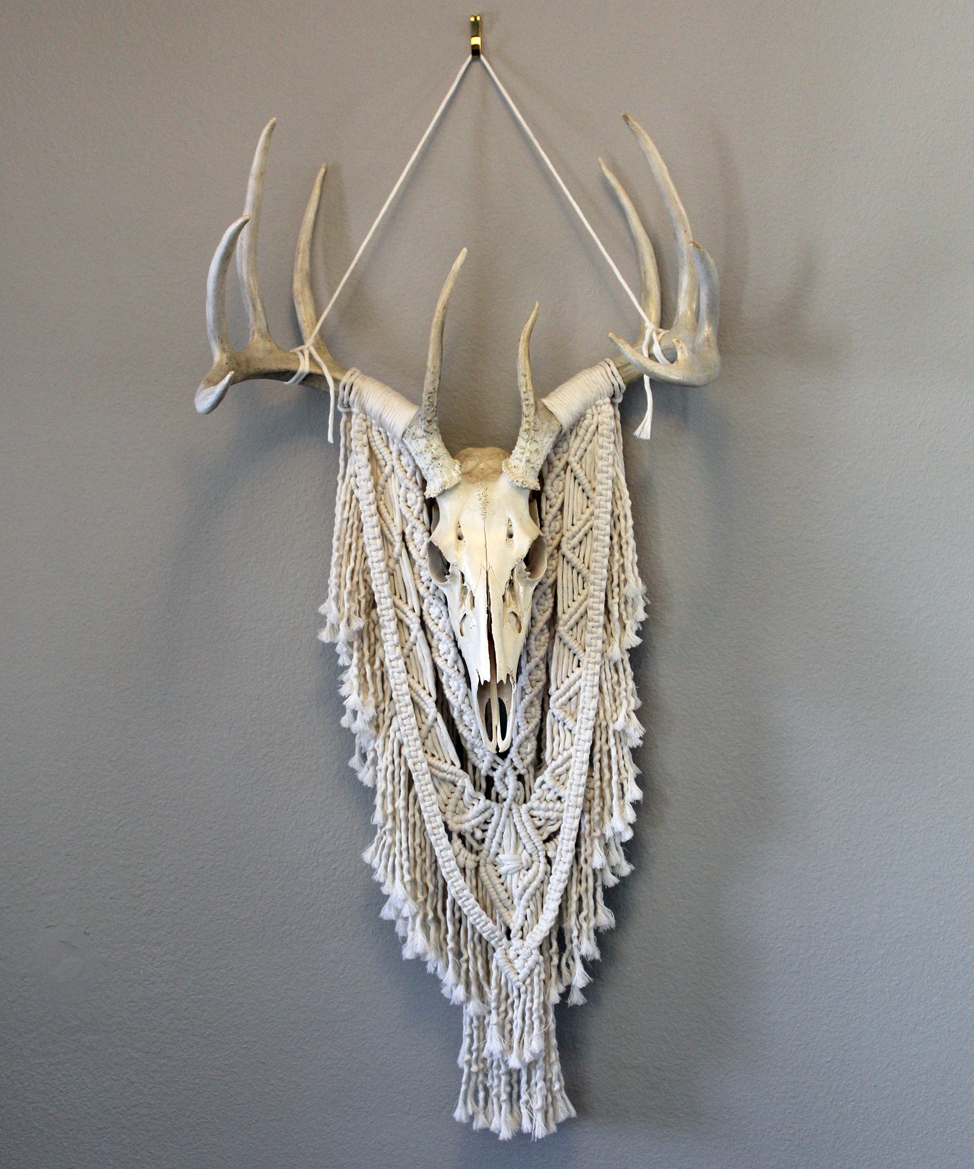 ONE-OF-A-KIND Forget Me Knots Macrame Deer Skull Wall Hanging image 7