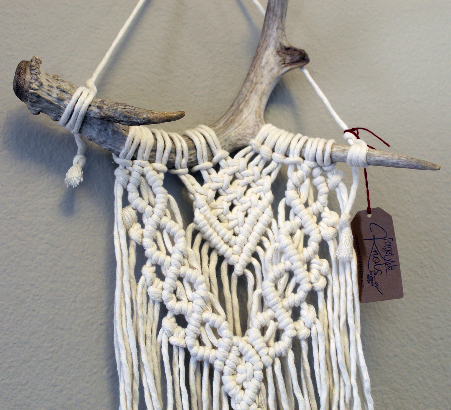 ONE-OF-A-KIND Forget Me Knots Antler Wall Hanging-Medium image 1