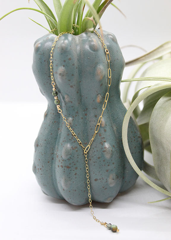 African Turquoise Fixed Lariat Necklace image 3