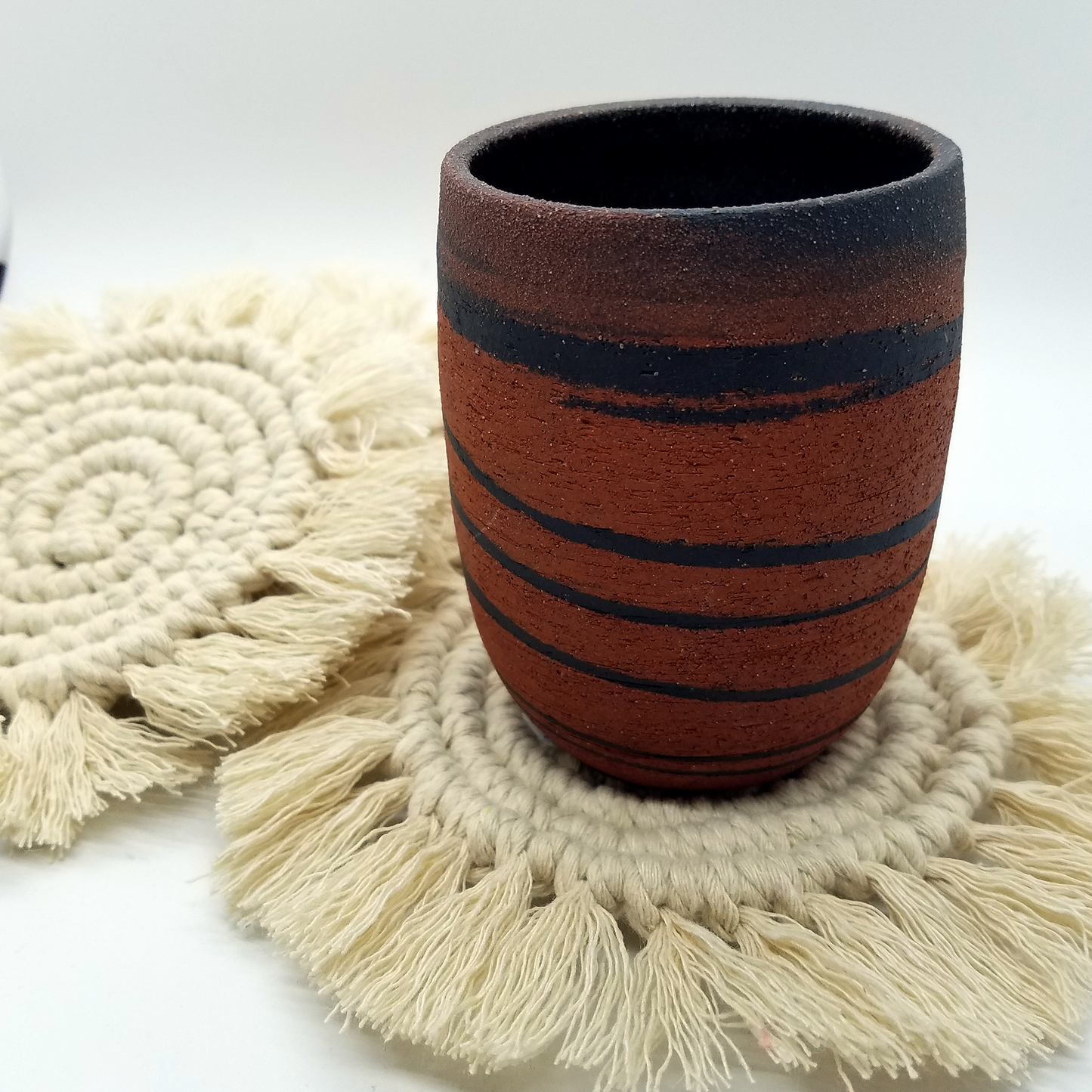 Forget Me Knots Round Macrame Coasters (Set of 2 or 4) image 0