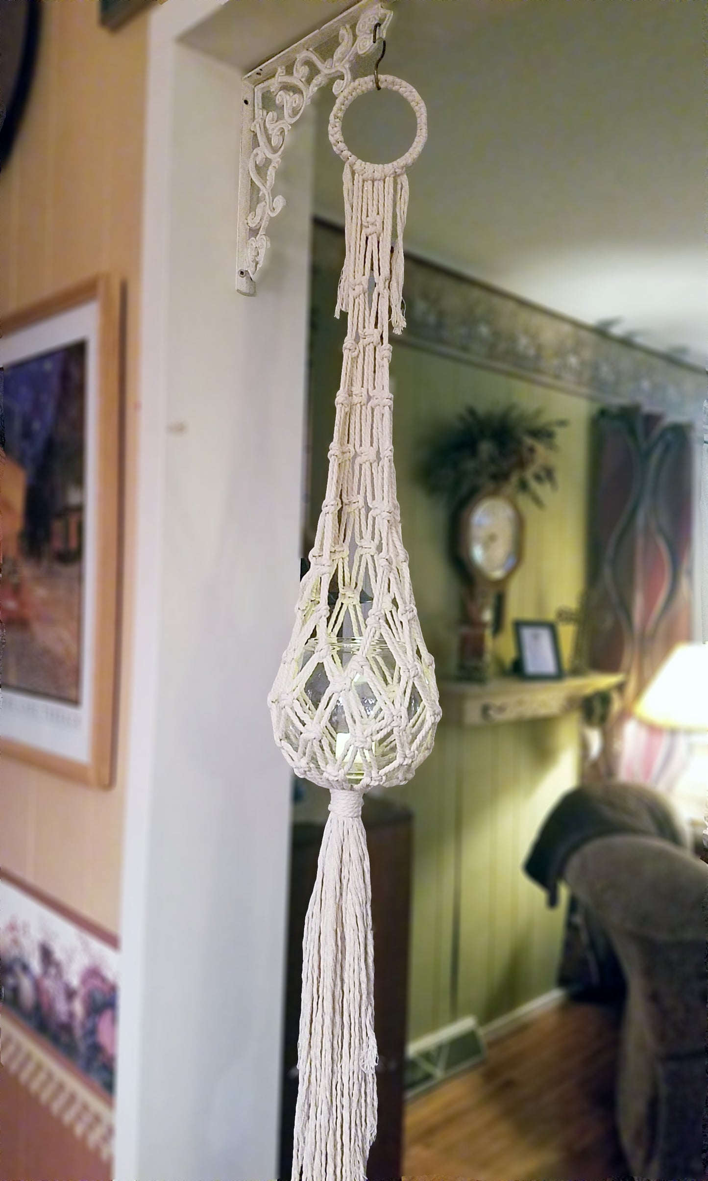 Forget Me Knots Macrame Globe Plant Hanger-3 sizes image 1