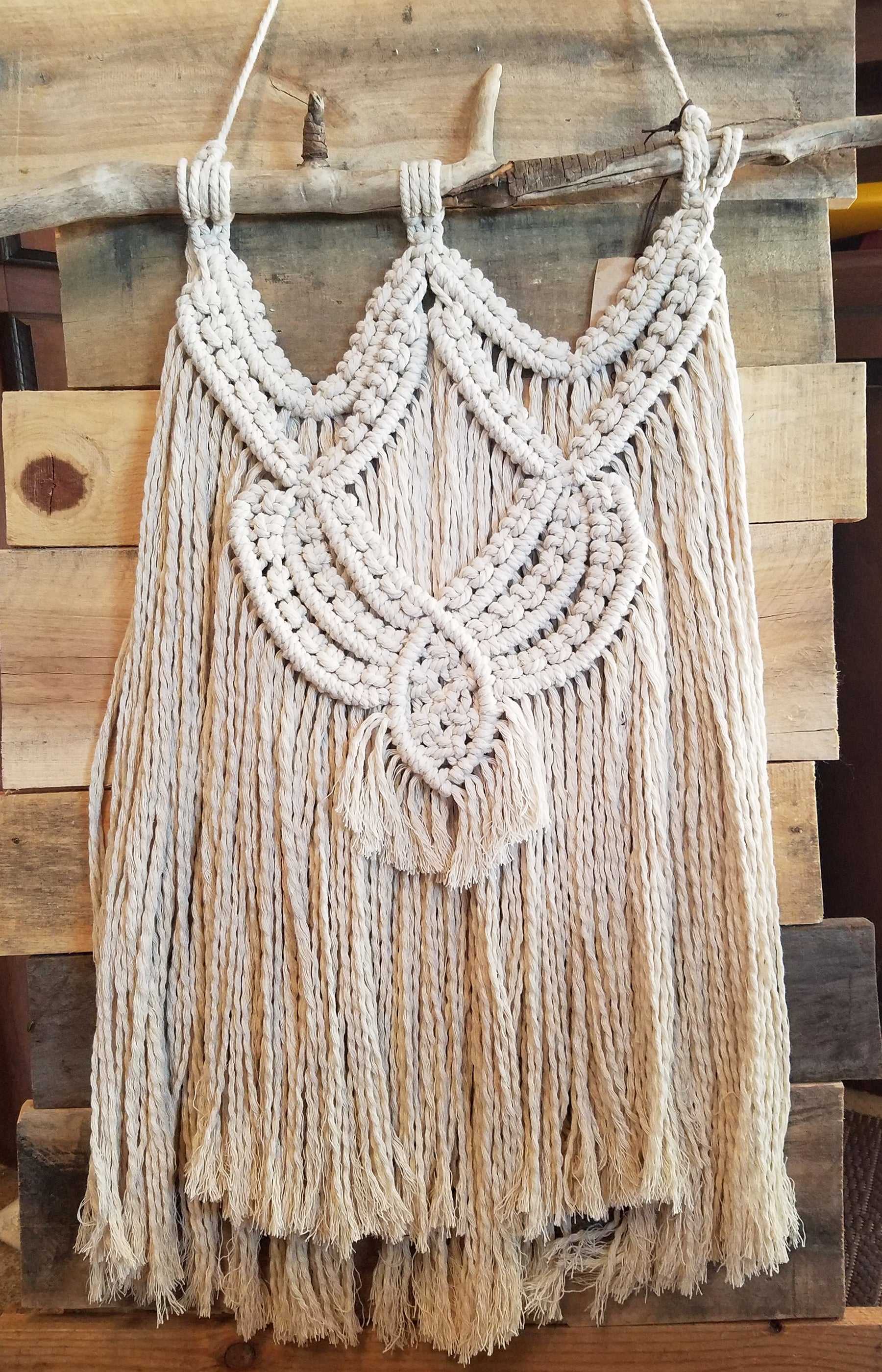 Large Bohemian Macrame Ivory Wall Hanging image 2