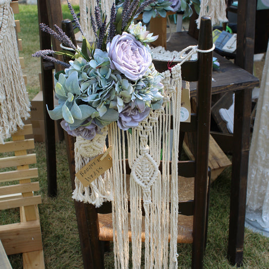 CUSTOM ORDER- "I Do" Bouquet & Chair Wraps-Macrame image 0