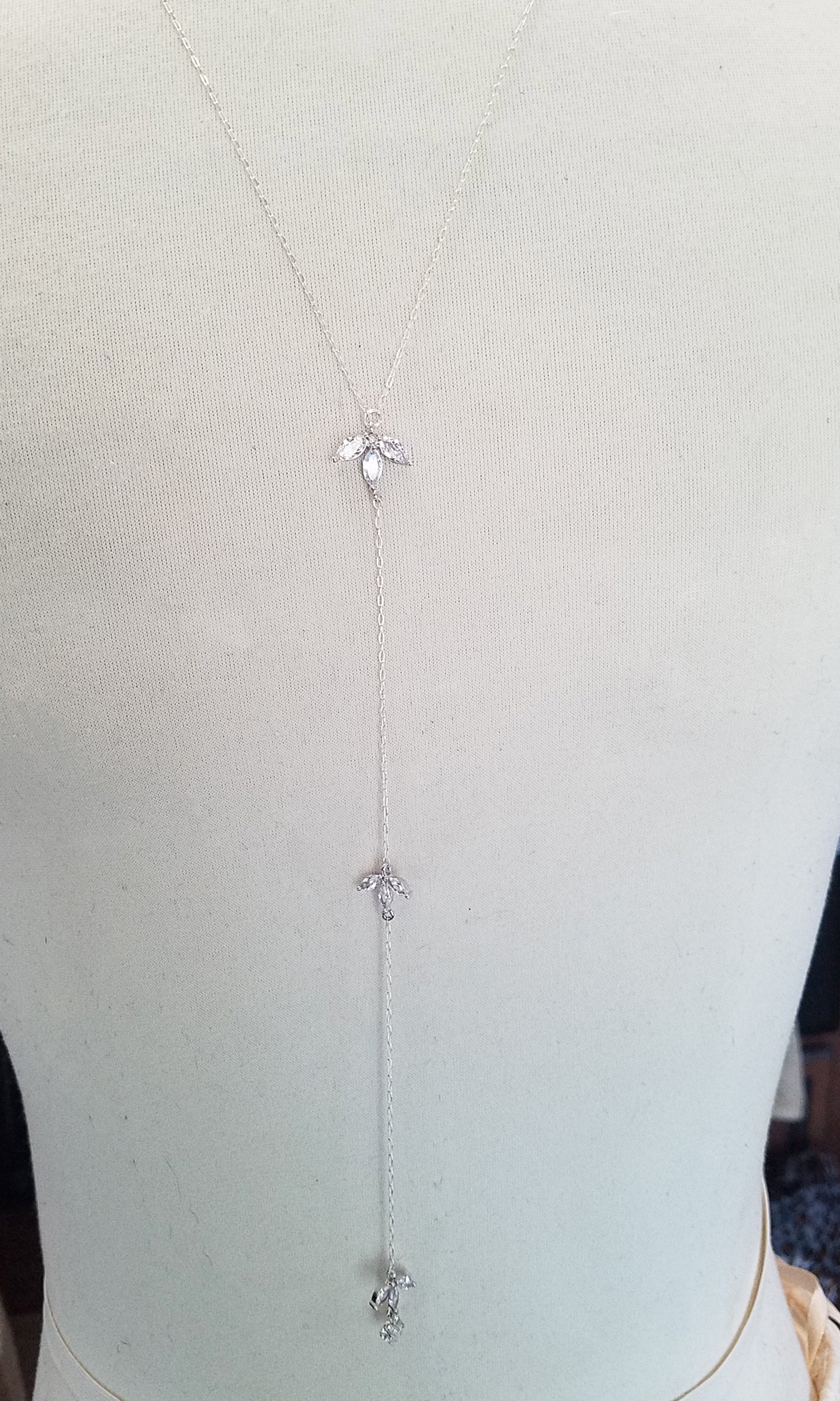 Back Drop Fleur De Lis Bridal Y Lariat Necklace image 8