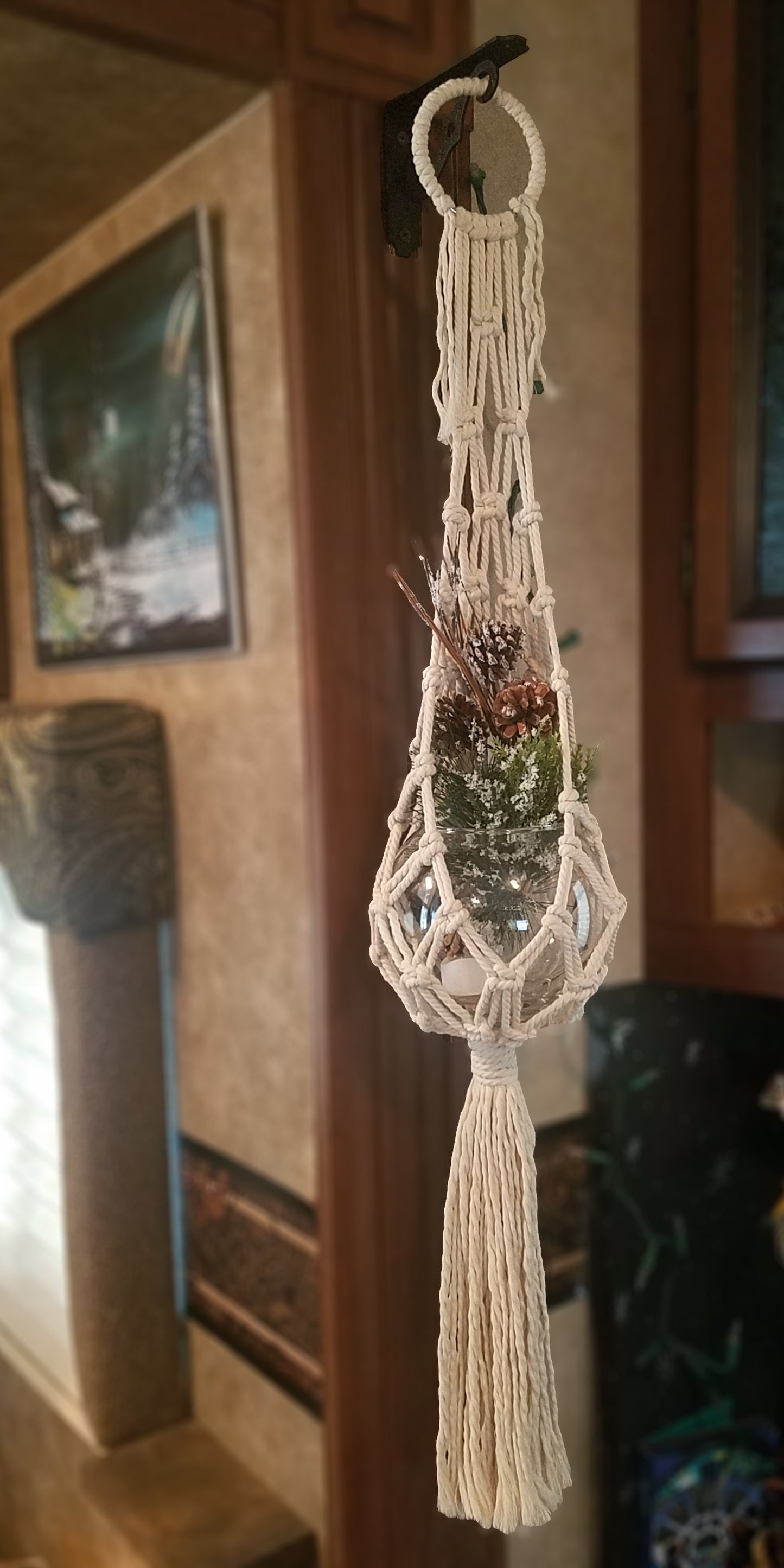 Forget Me Knots Macrame Globe Plant Hanger-3 sizes image 0