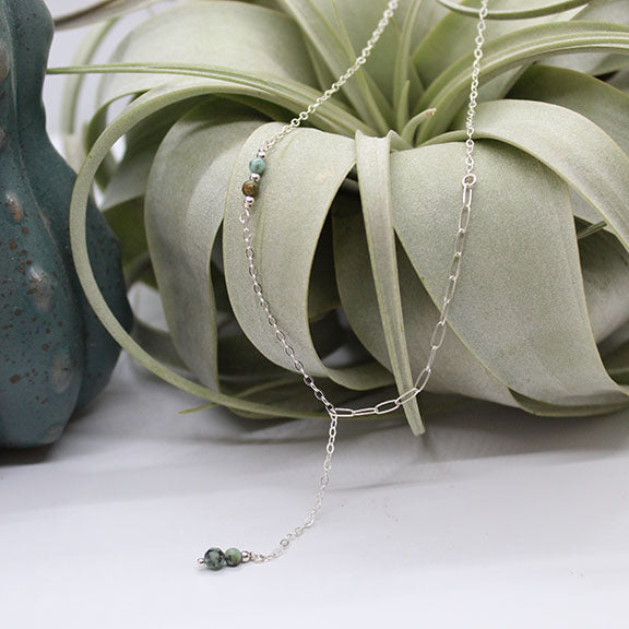 African Turquoise Fixed Lariat Necklace image 8