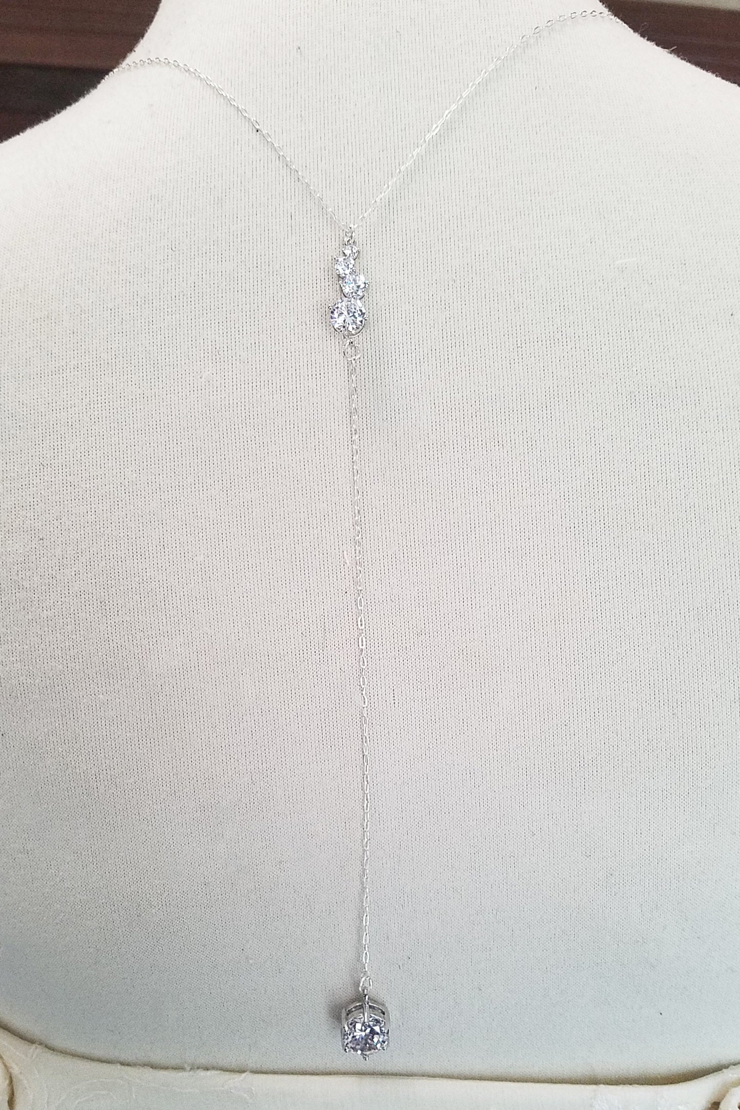Back Drop Round CZ Bridal Y Lariat Necklace image 9