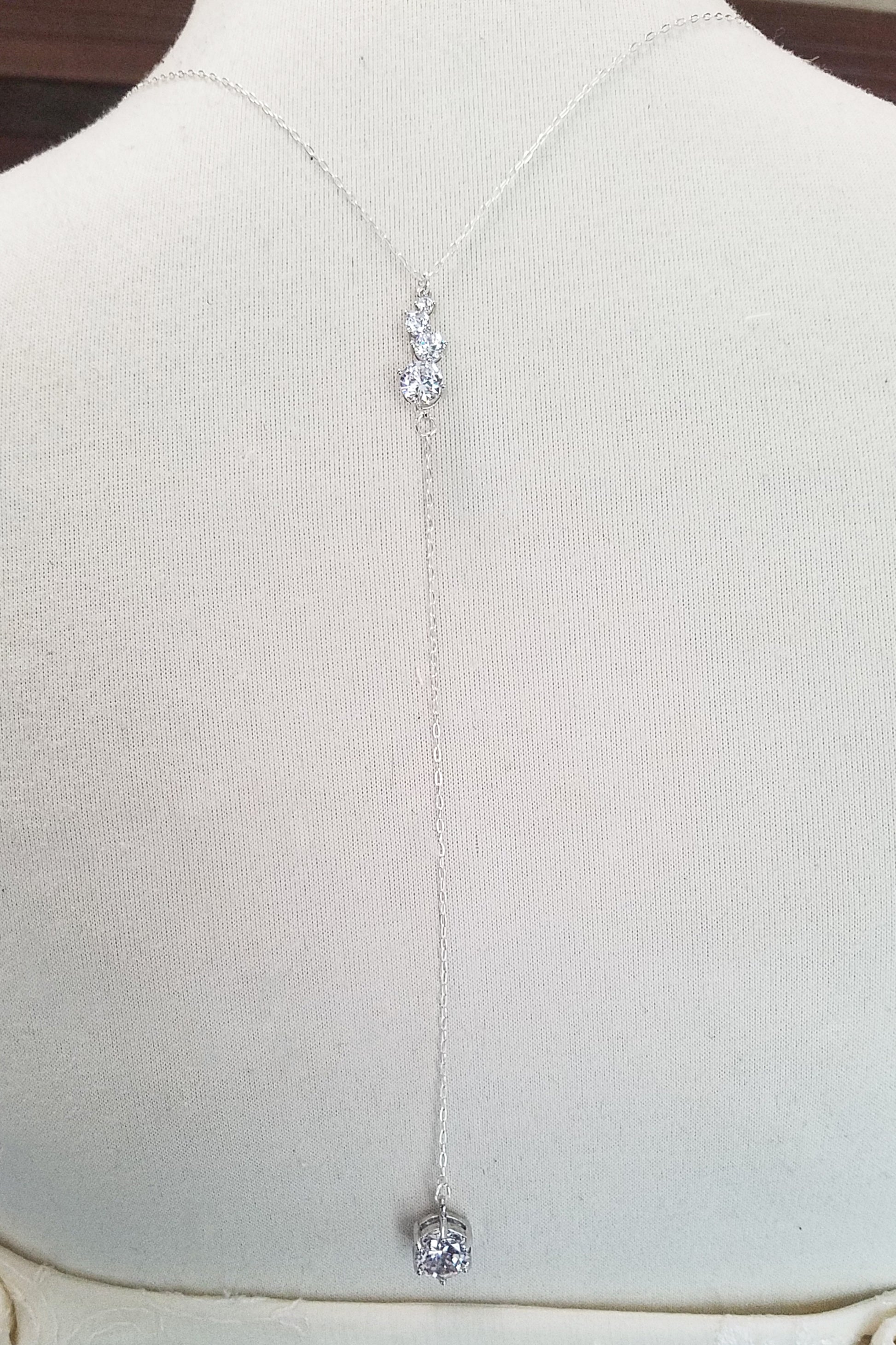Back Drop Round CZ Bridal Y Lariat Necklace image 9