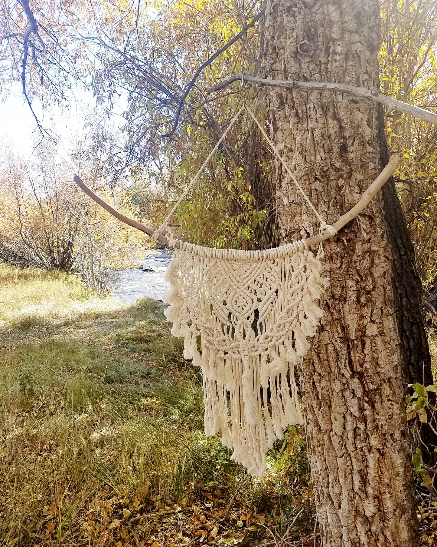 Medium Bohemian Macrame Ivory Wall Hanging image 1