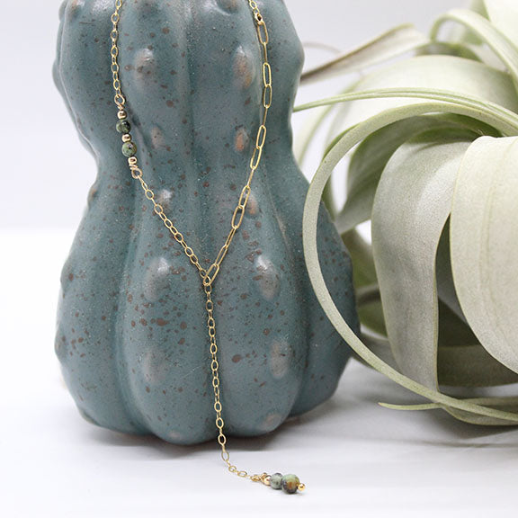 African Turquoise Fixed Lariat Necklace image 0