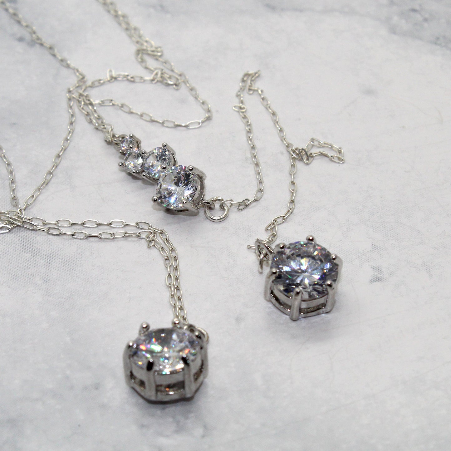 Back Drop Round CZ Bridal Y Lariat Necklace image 2