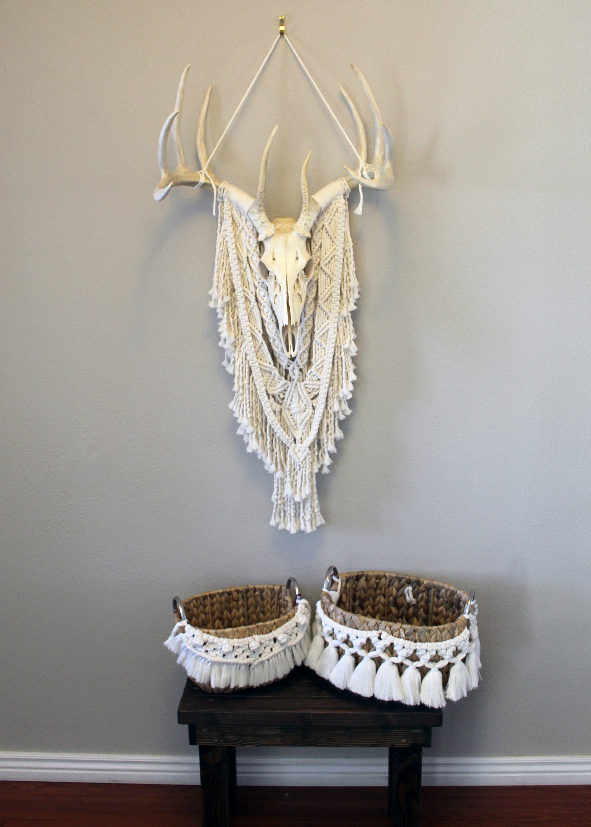 Forget Me Knots Macrame Oval Wicker Baskets image 1