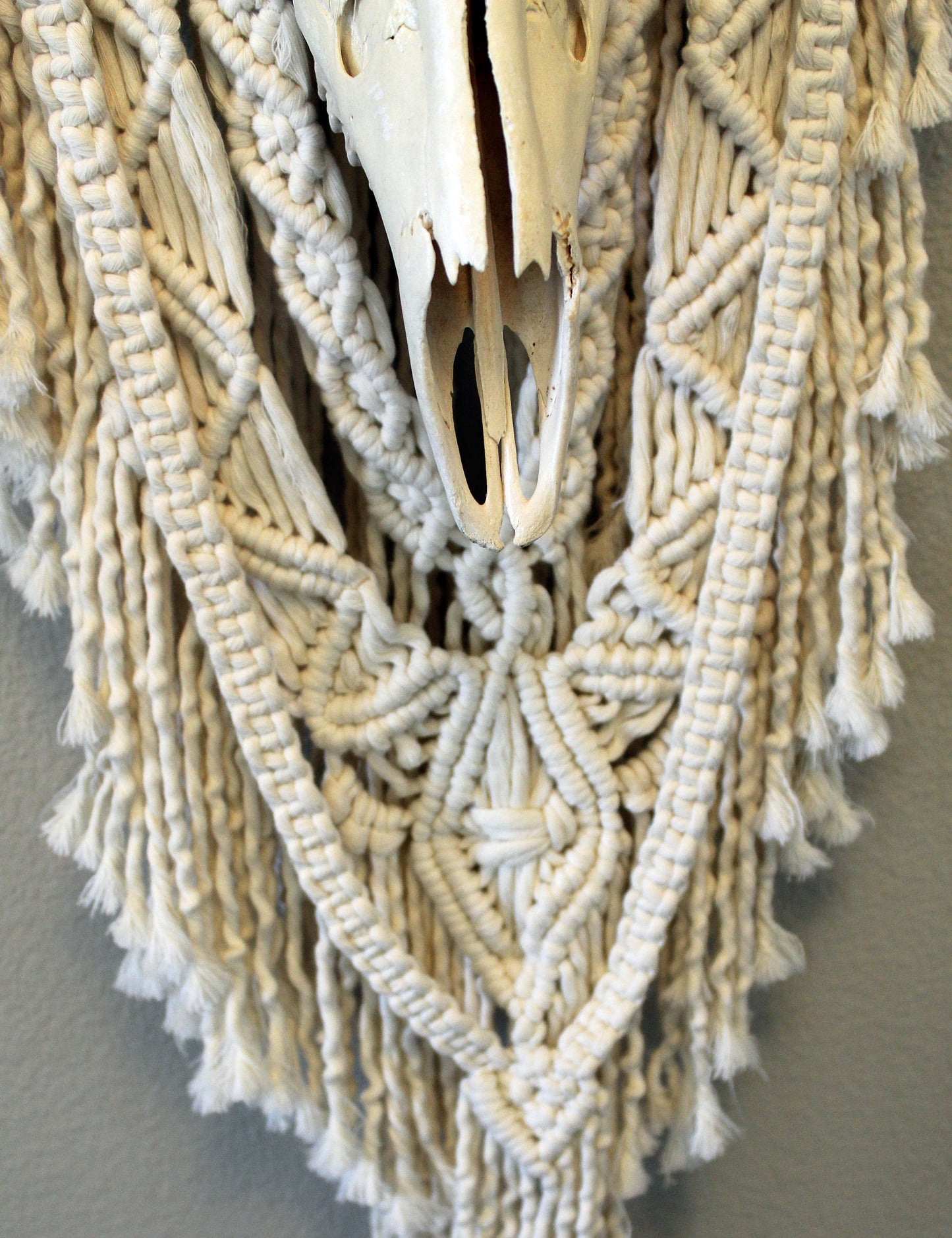 ONE-OF-A-KIND Forget Me Knots Macrame Deer Skull Wall Hanging image 4