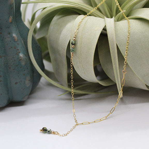 African Turquoise Fixed Lariat Necklace image 2