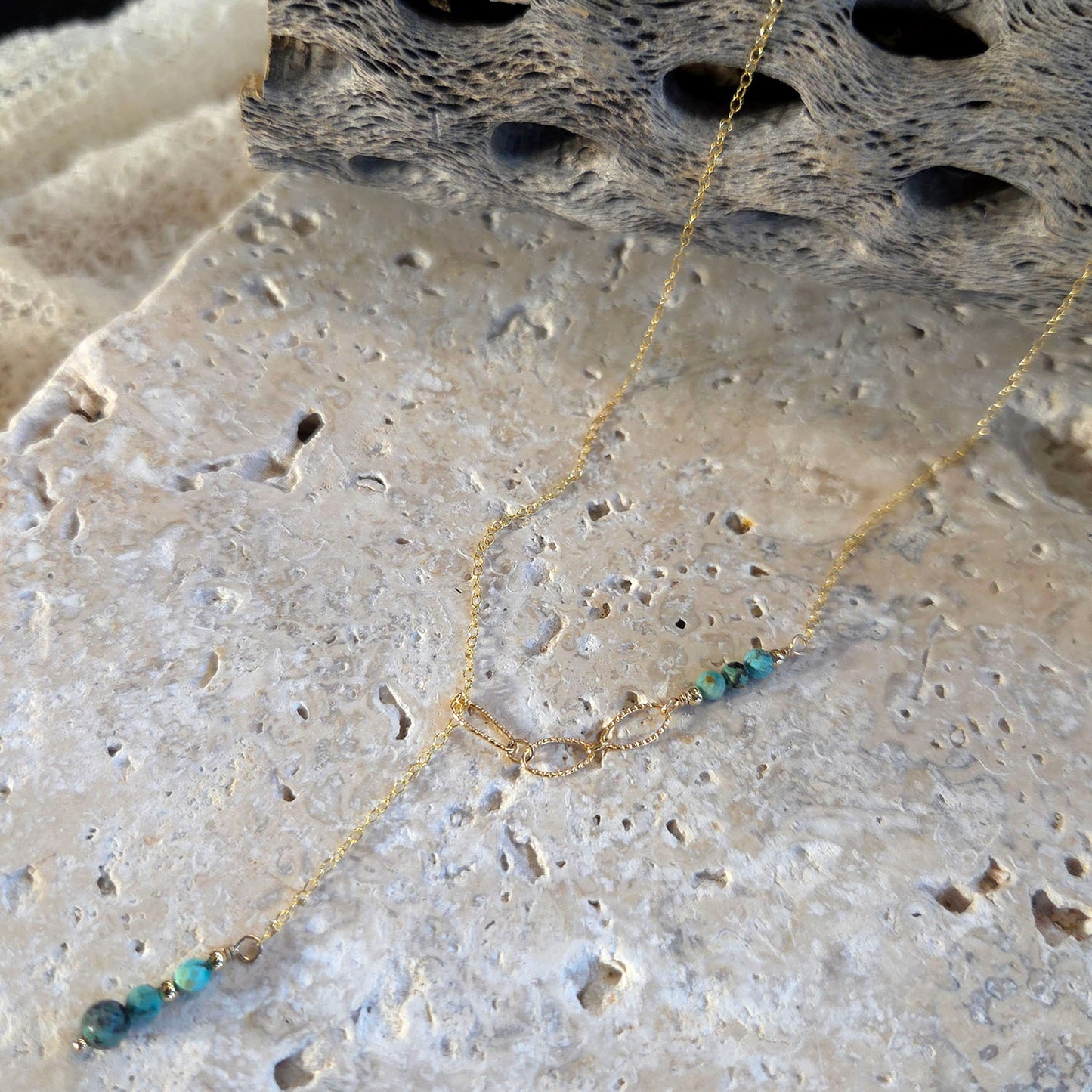 Alaya African Turquoise Lariat Necklace