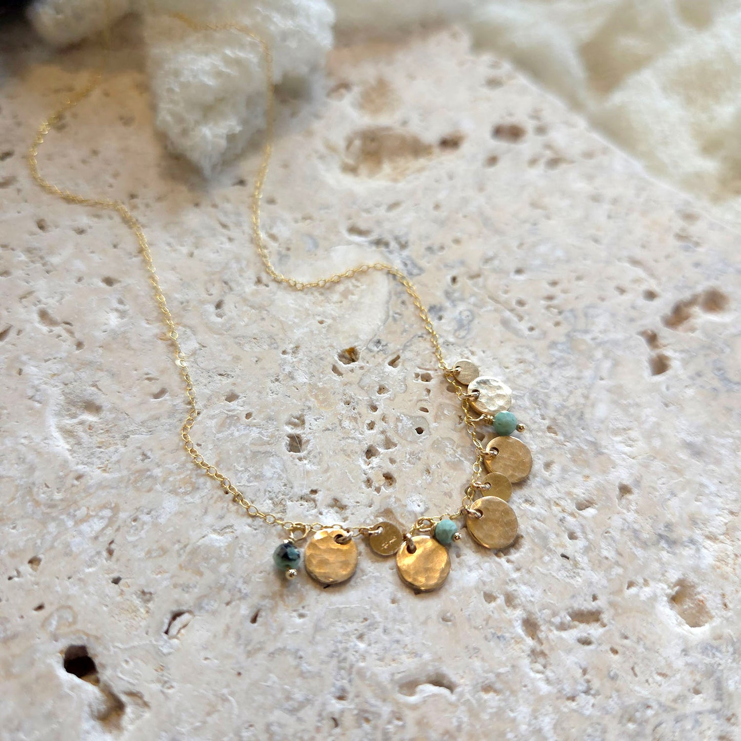 Trinity Coin and African Turquoise Necklace