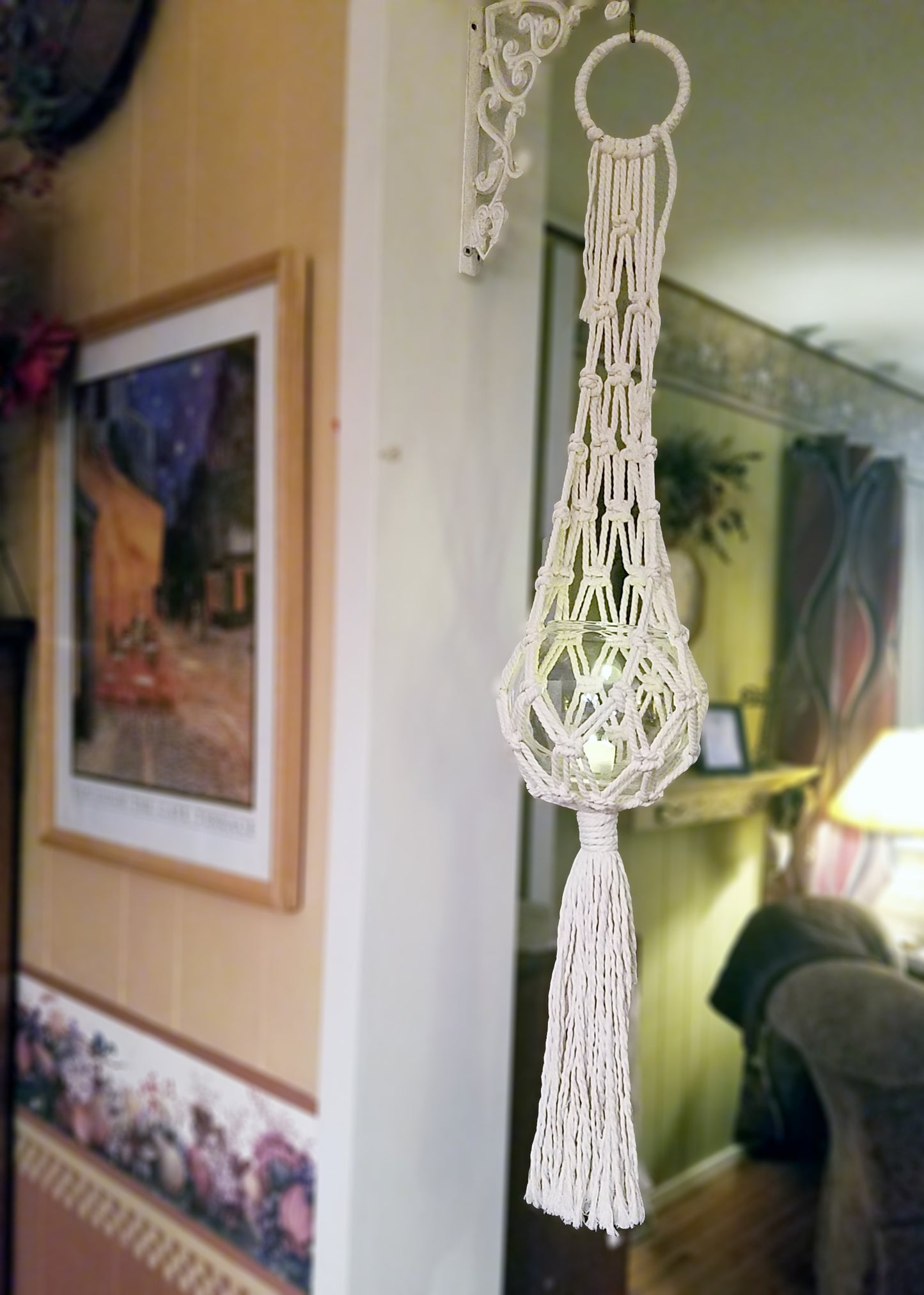 Forget Me Knots Macrame Globe Plant Hanger-3 sizes image 3