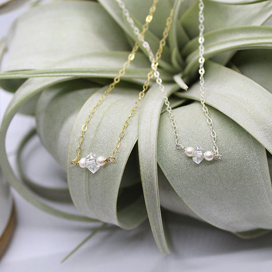 Herkimer Diamond & Pearl Necklace image 0