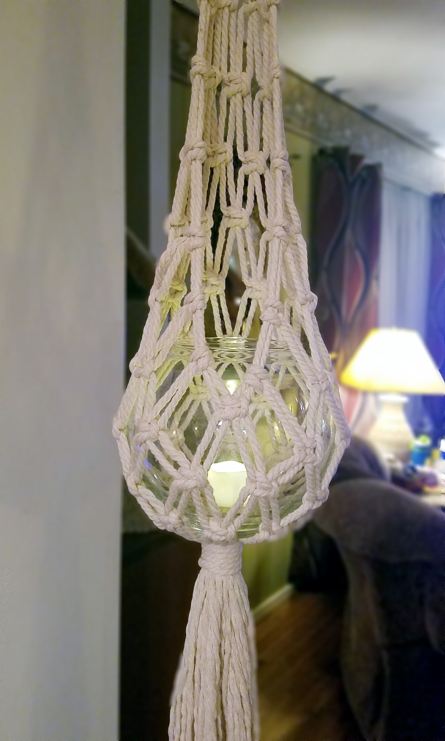 Forget Me Knots Macrame Globe Plant Hanger-3 sizes image 4