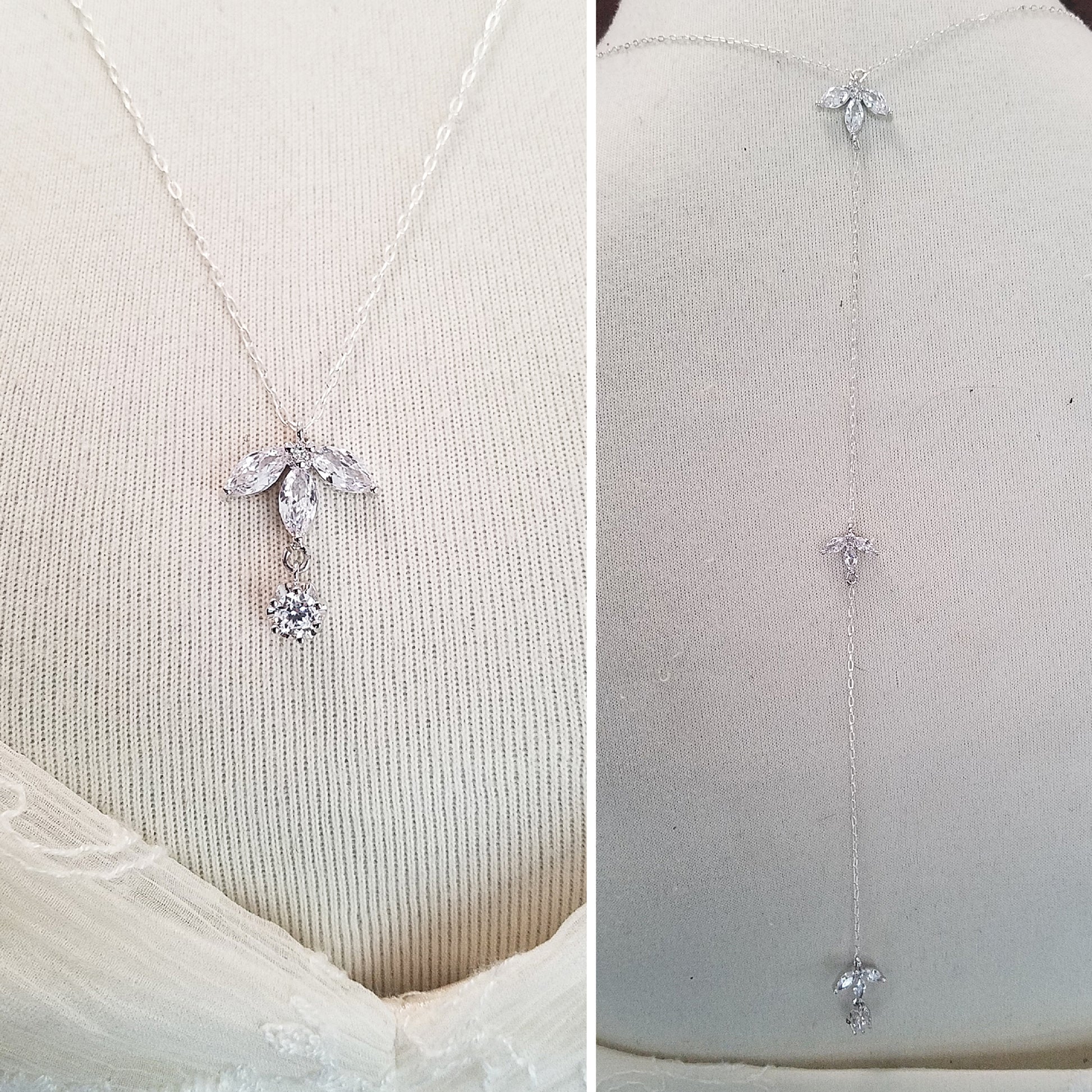 Back Drop Fleur De Lis Bridal Y Lariat Necklace image 1