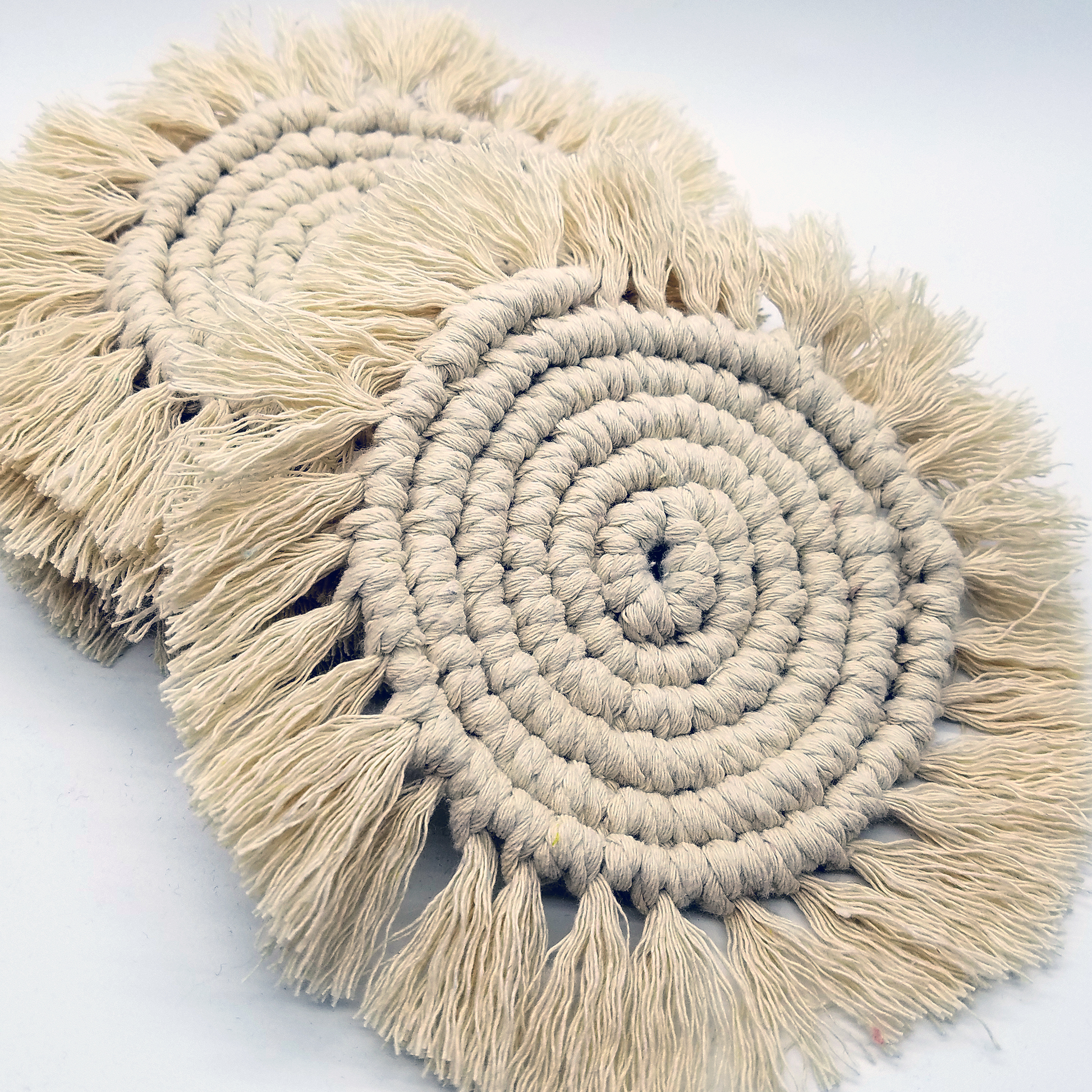 Forget Me Knots Round Macrame Coasters (Set of 2 or 4) image 1