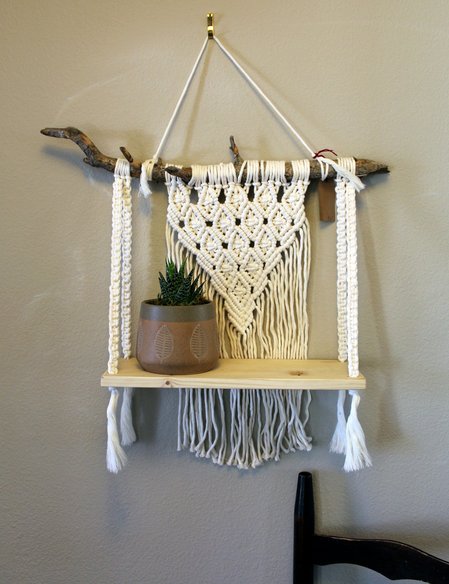 Forget Me Knots Macrame Diamond V Hanging Shelf image 4