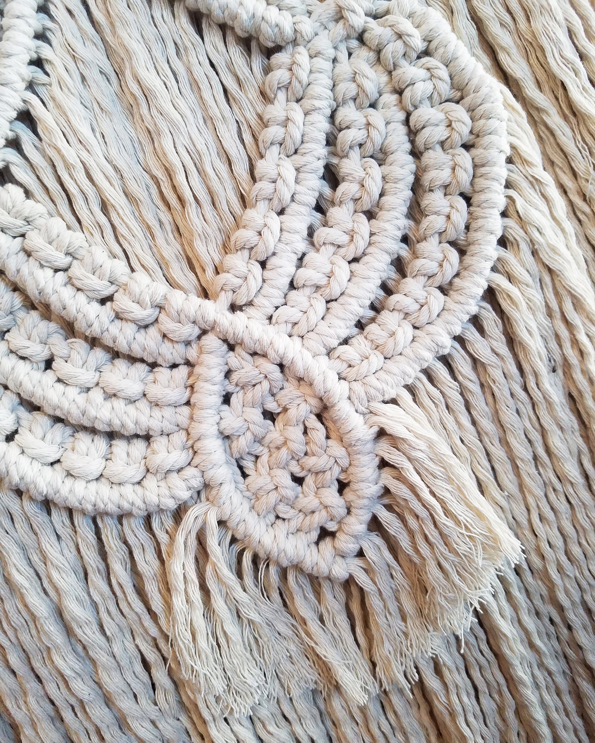 Large Bohemian Macrame Ivory Wall Hanging image 3