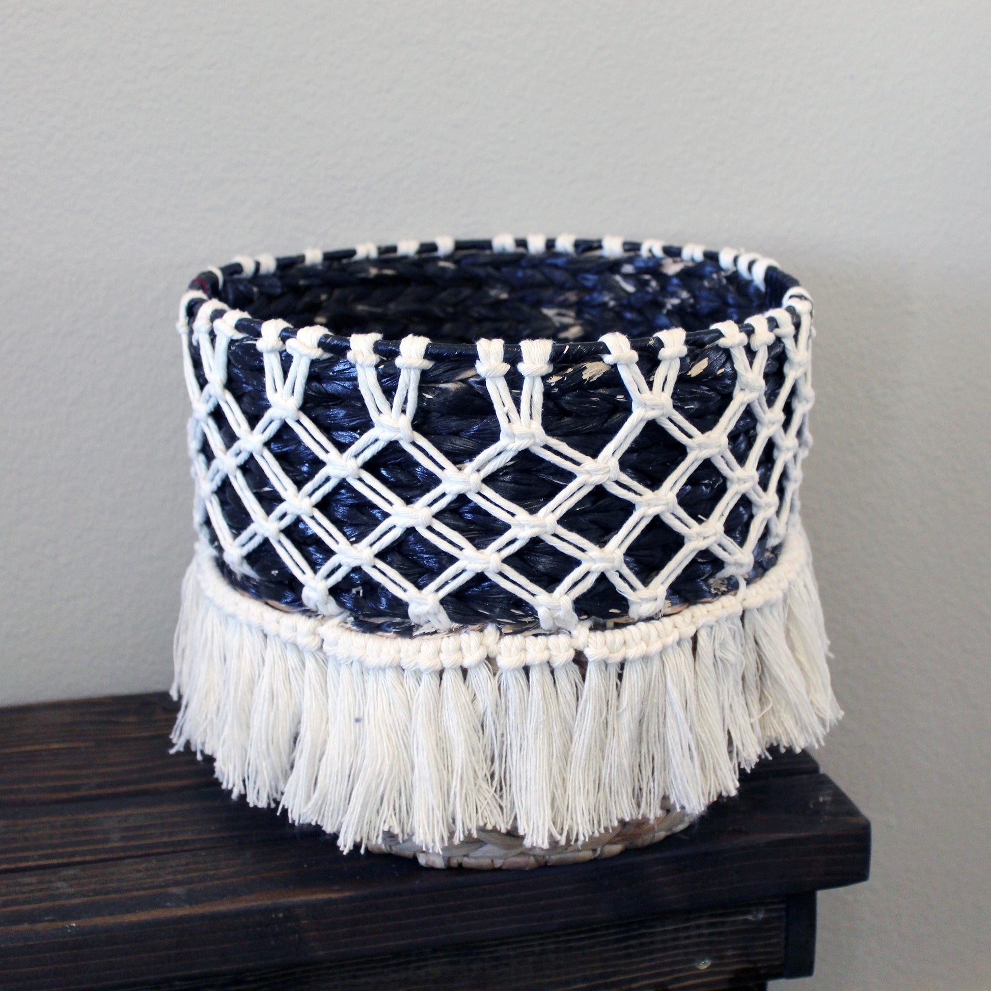 Forget Me Knots Macrame Criss-Cross Wicker Baskets image 0