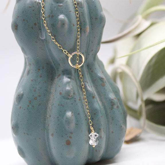 Herkimer Diamond Lariat Necklace image 1