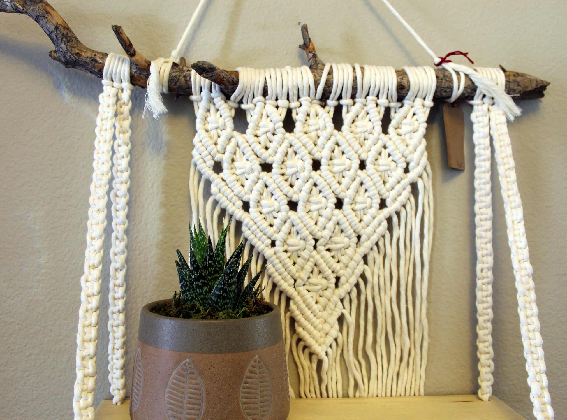 Forget Me Knots Macrame Diamond V Hanging Shelf image 2