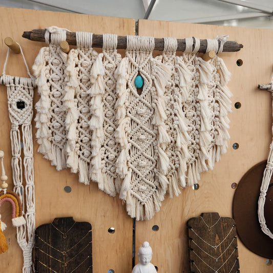 Large Turquoise Wonder Wall Hanging-Macrame image 0