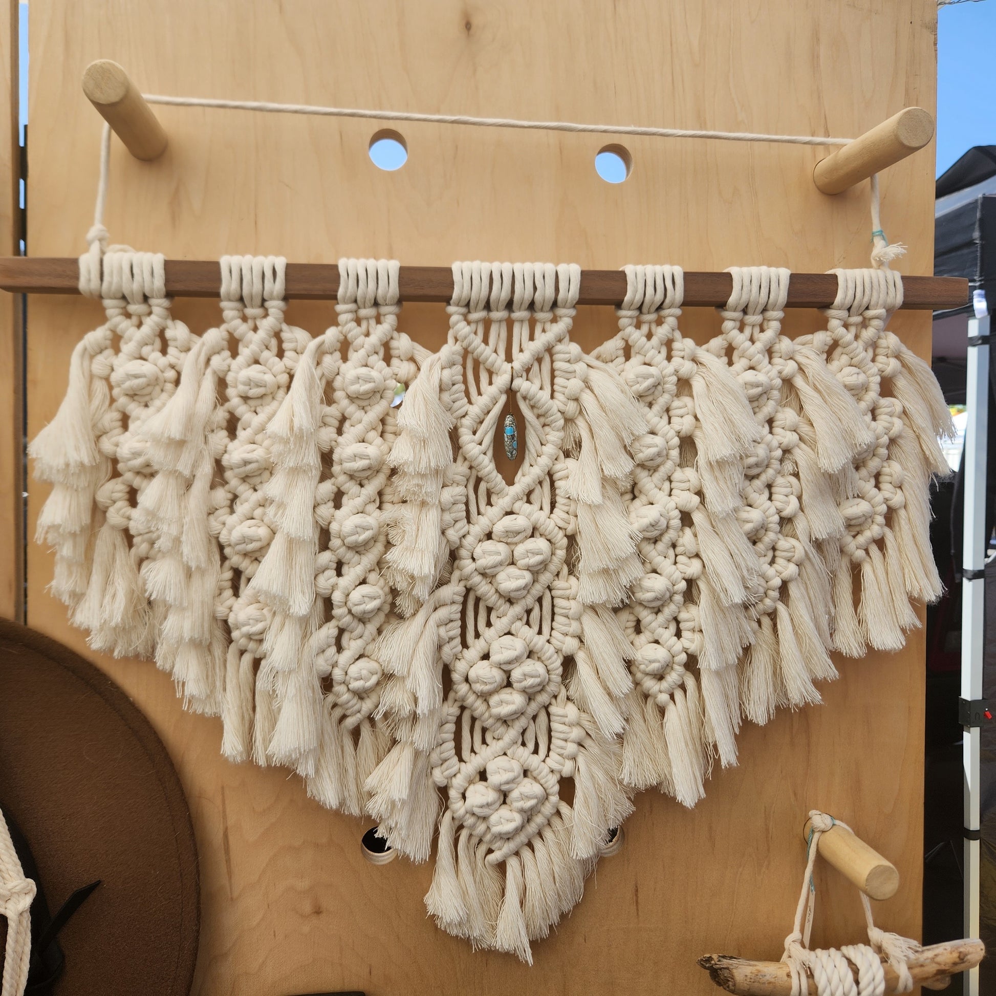 Medium Turquoise Wonder Wall Hanging-Macrame image 0