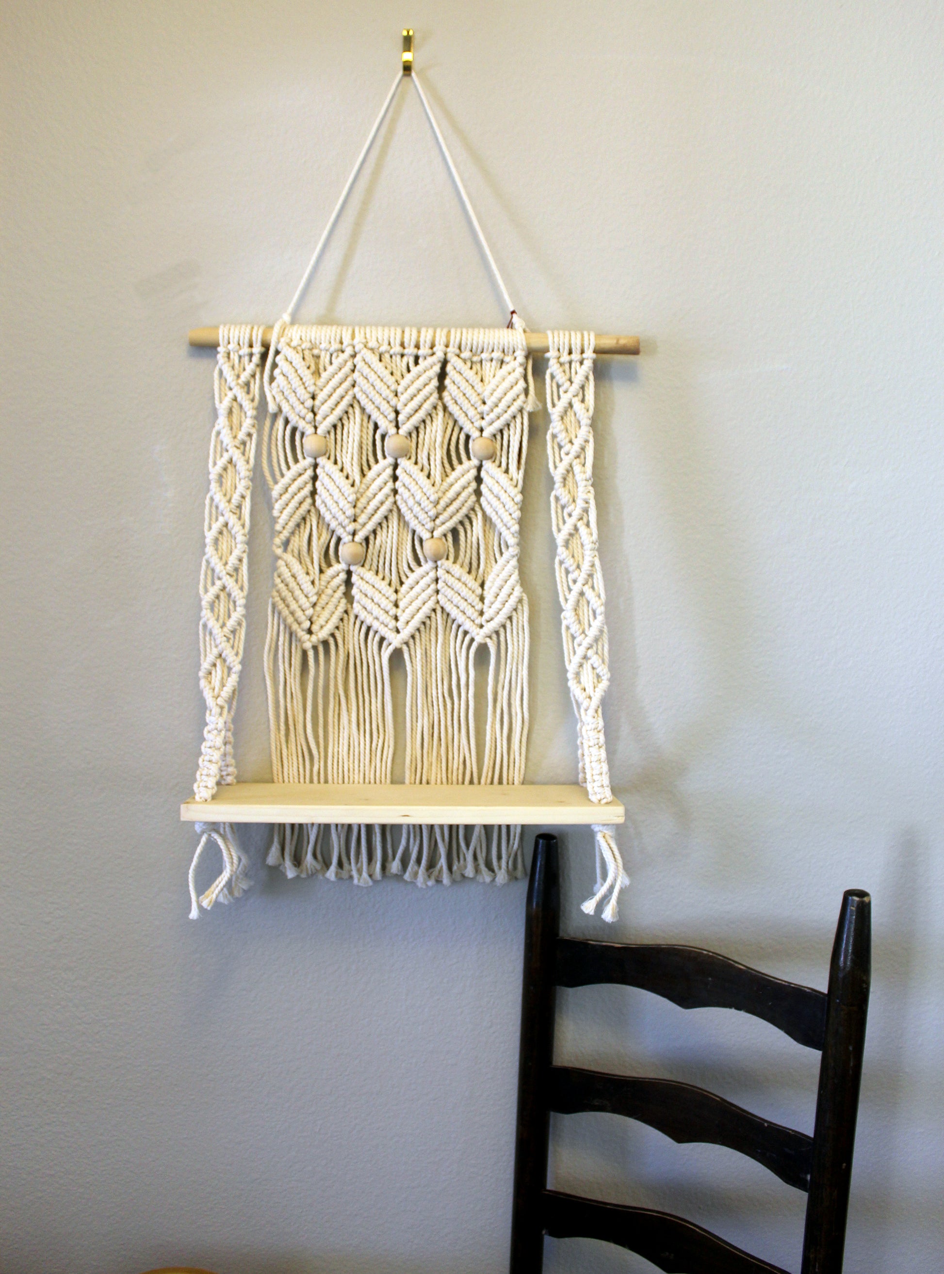 Forget Me Knots Macrame Chevron Hanging Shelf image 1