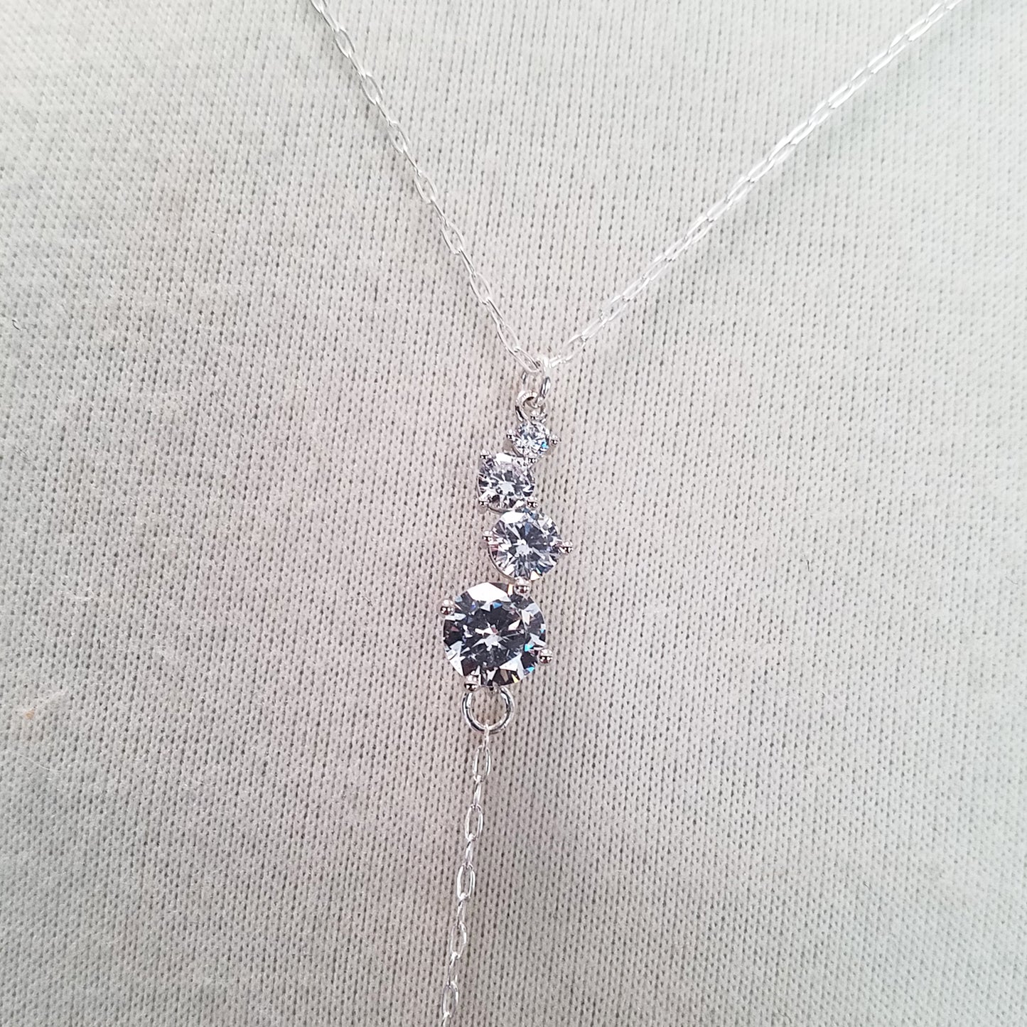 Back Drop Round CZ Bridal Y Lariat Necklace image 10